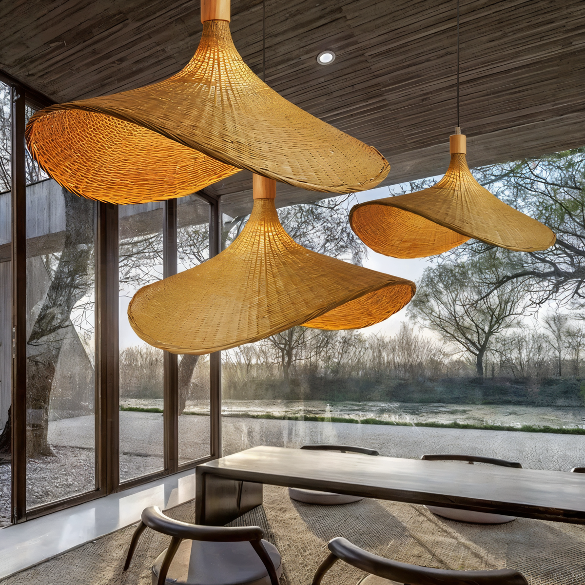 Handvaevet Rattan Kuppel Pendellampe - - Pendant Light - {{ product_tags }