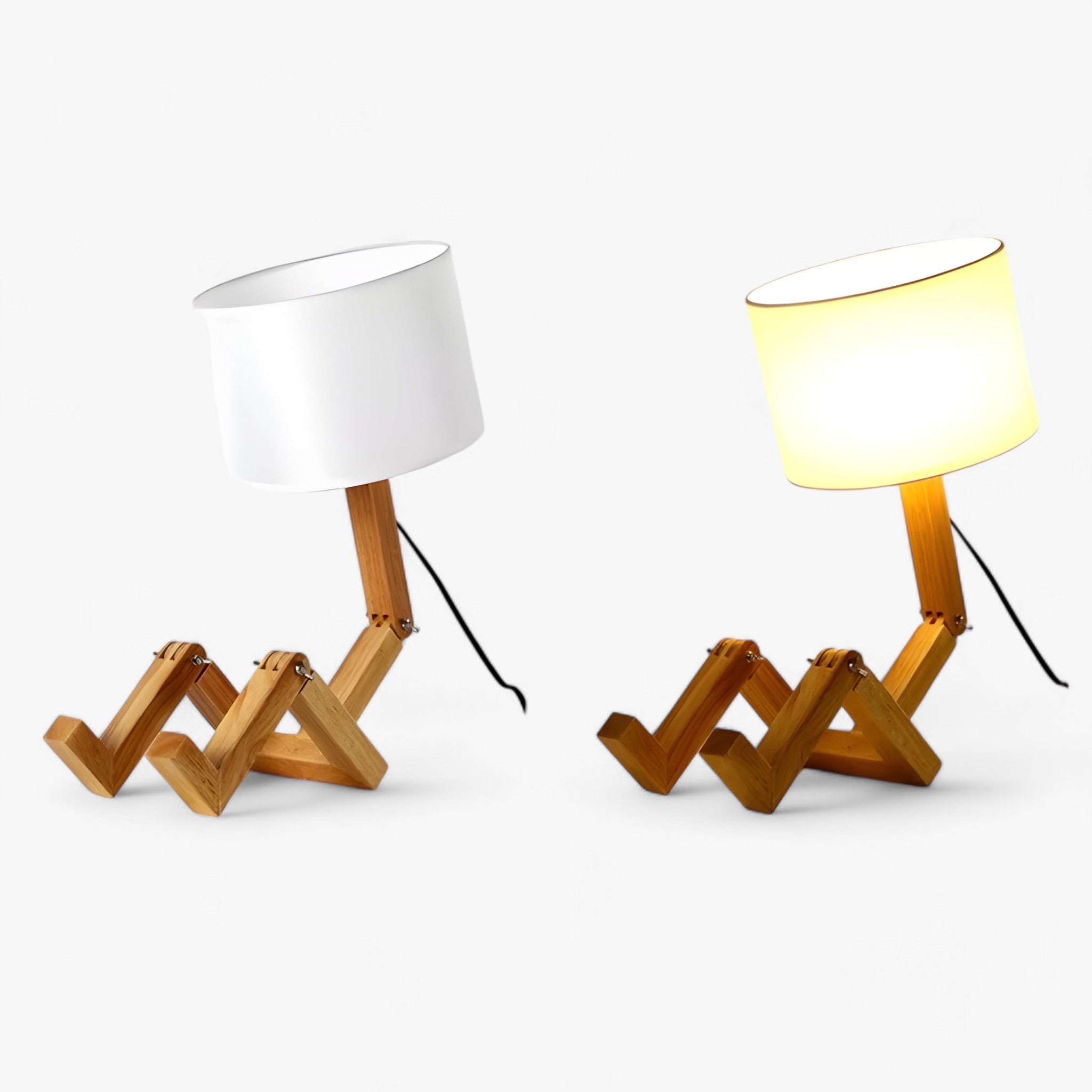 Robotlampe i træ | Kreativ skrivebordslampe - moderne skandinavisk stil til læsning og dekoration - - house & garden - {{ product_tags }