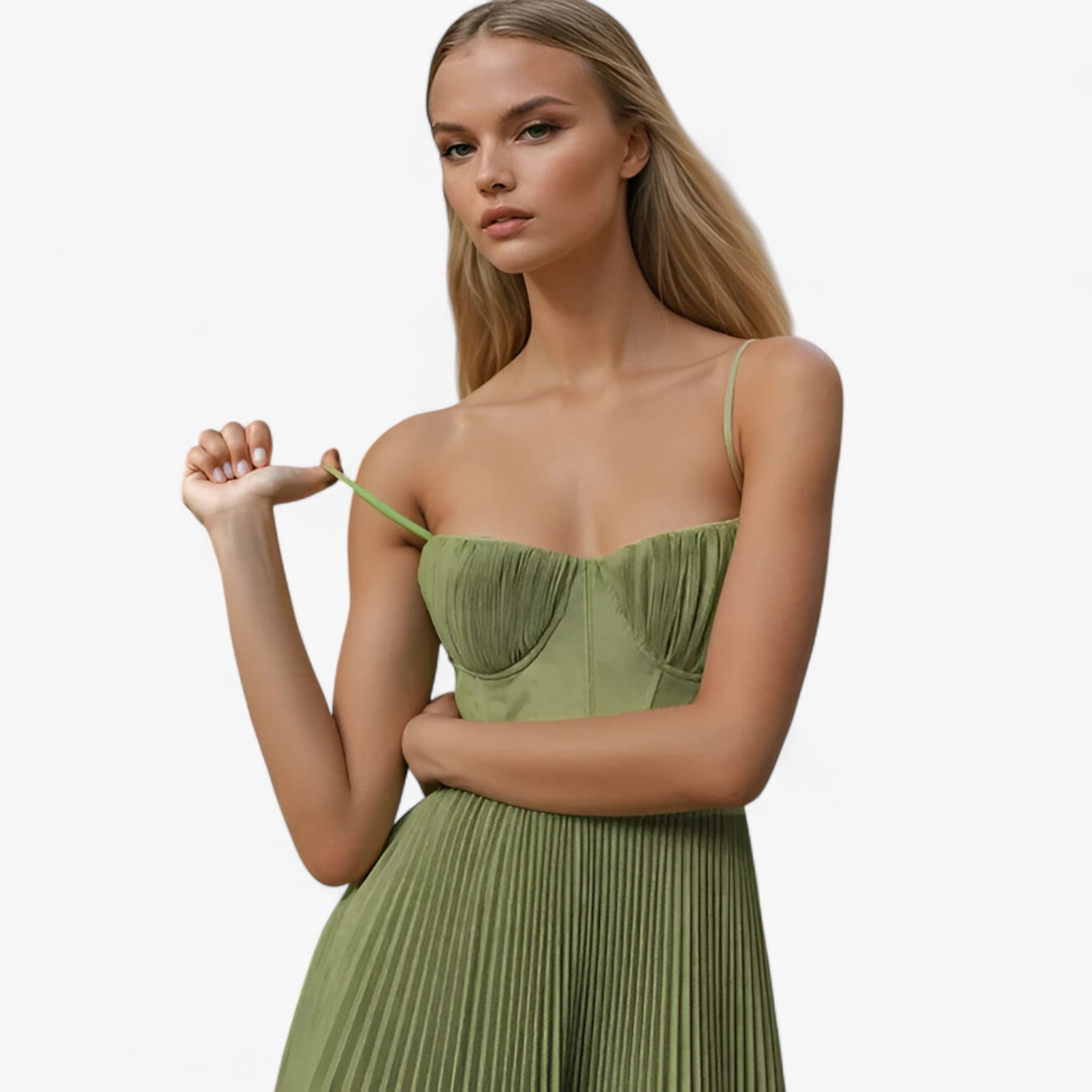 Delia | Kvinders Plisseret Maxi Kjole - - women's fashion - {{ product_tags }