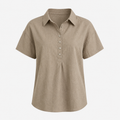 Short-Sleeved Cotton Blend Shirt Casual Fit with Collar Style