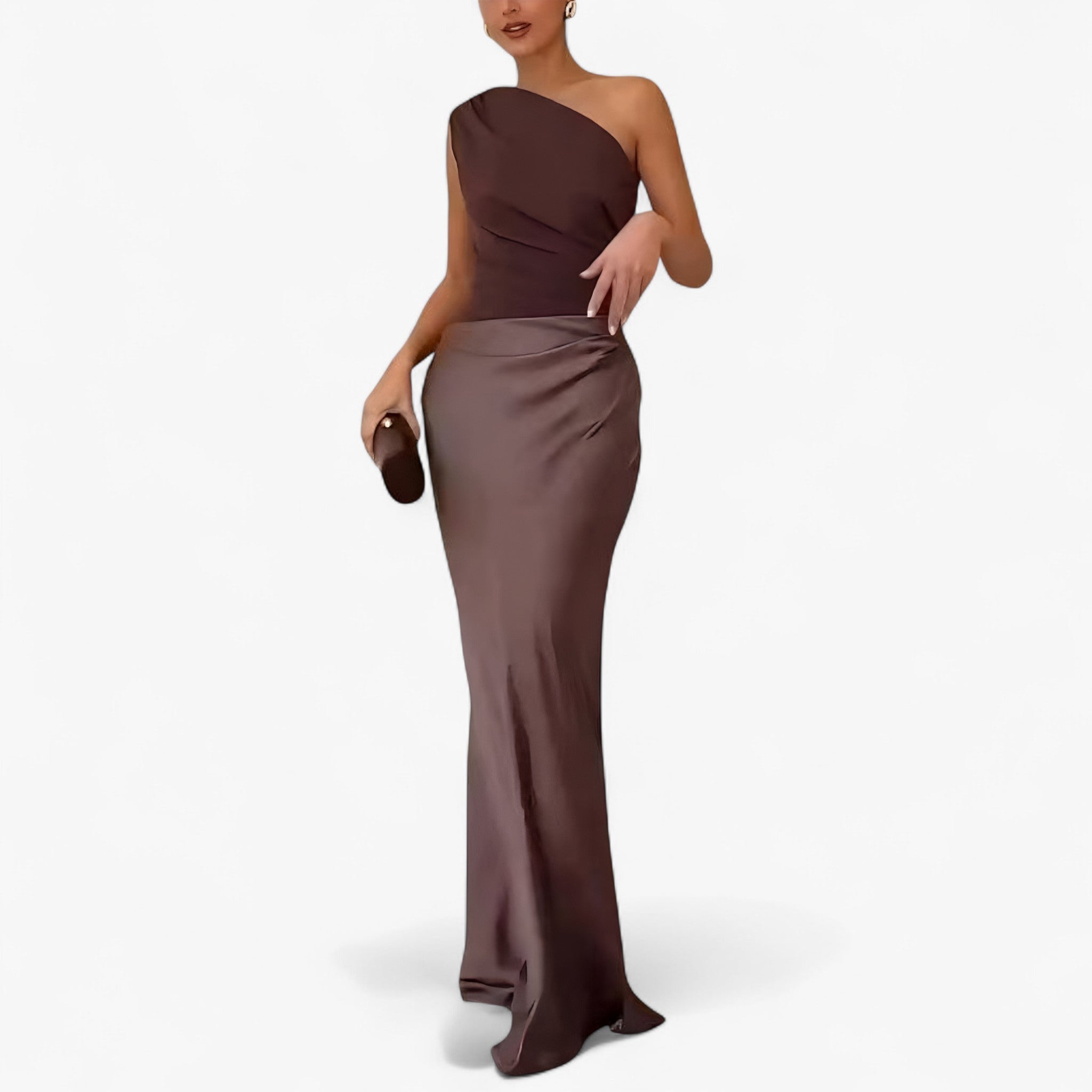 Lucie | Kvinders Asymmetrisk Maxi Kjole i Blødt Stof - - Kvinders Kjoler - {{ product_tags }