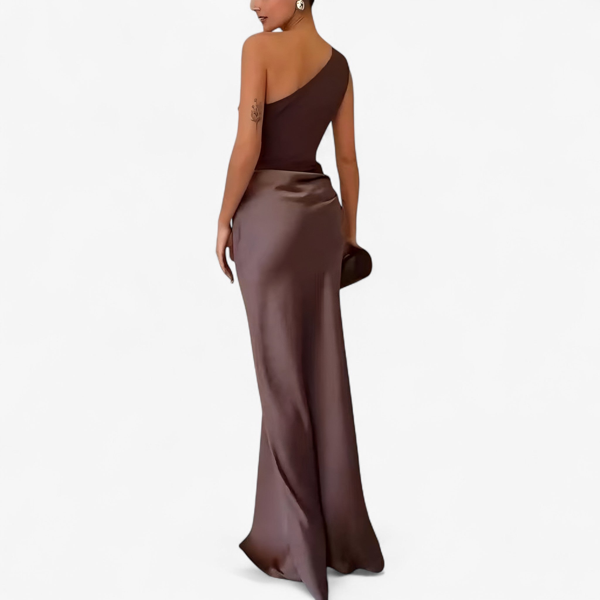 Lucie | Kvinders Asymmetrisk Maxi Kjole i Blødt Stof - - Kvinders Kjoler - {{ product_tags }