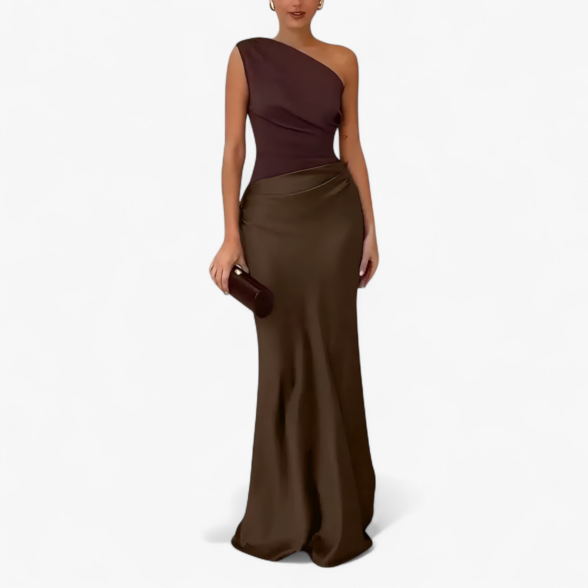 Lucie | Kvinders Asymmetrisk Maxi Kjole i Blødt Stof - - Kvinders Kjoler - {{ product_tags }