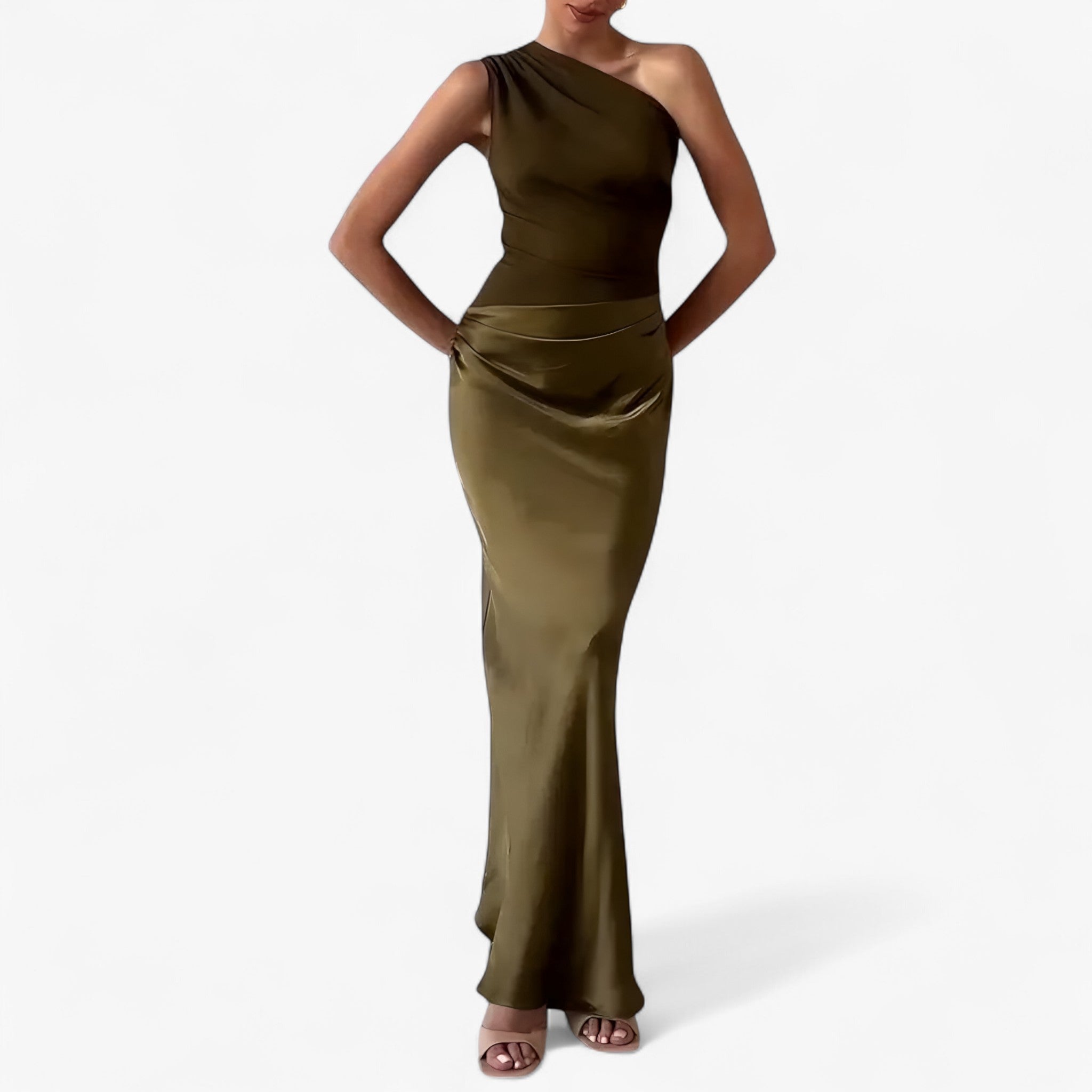Lucie | Kvinders Asymmetrisk Maxi Kjole i Blødt Stof - - Kvinders Kjoler - {{ product_tags }