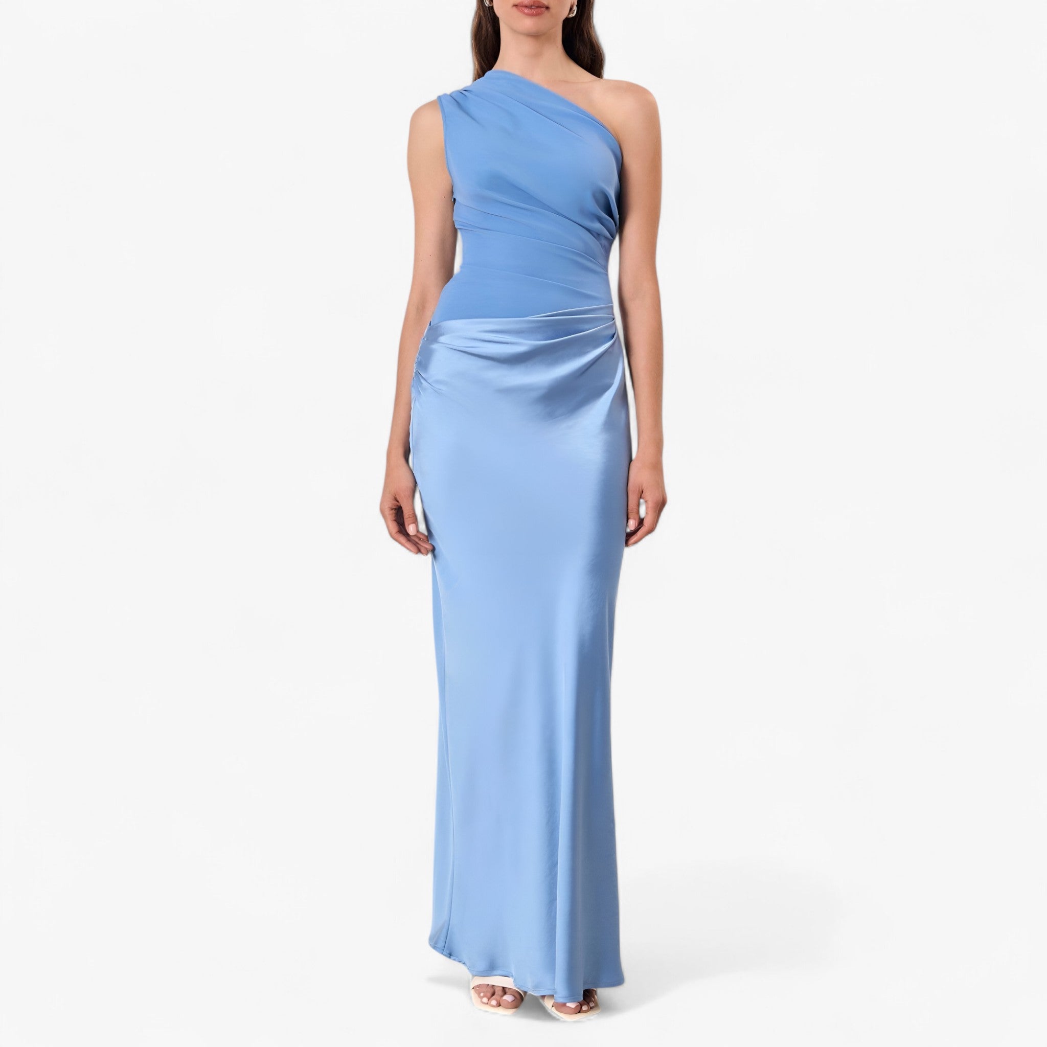 Lucie | Kvinders Asymmetrisk Maxi Kjole i Blødt Stof - - Kvinders Kjoler - {{ product_tags }