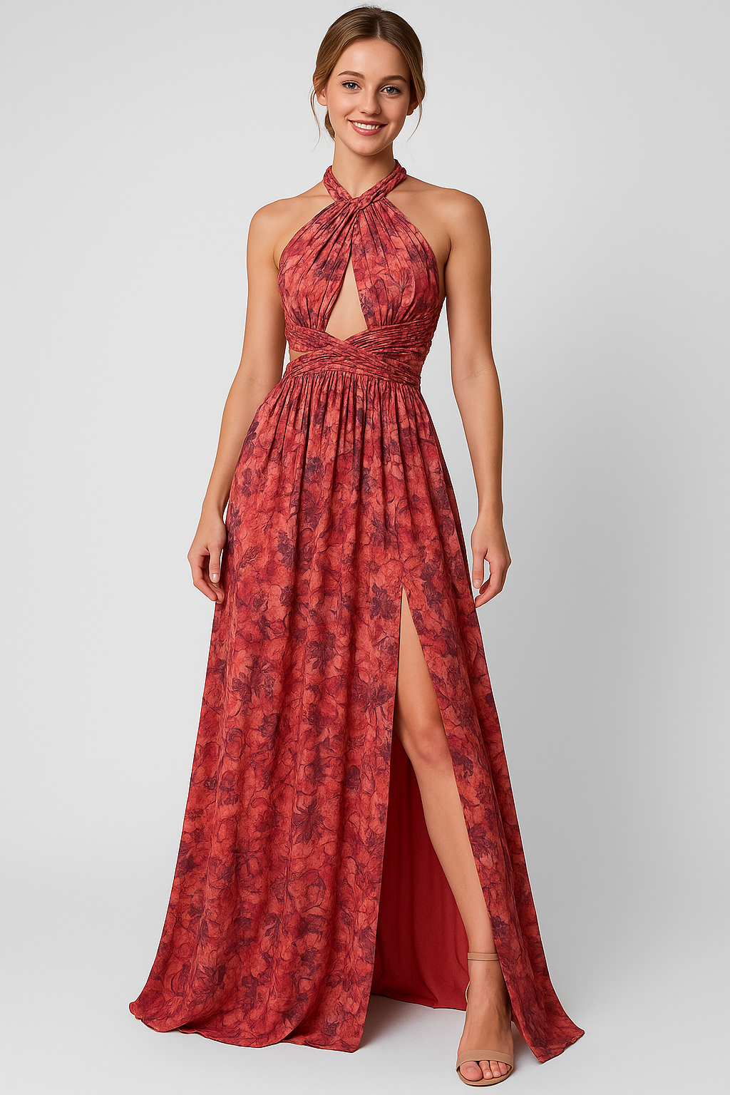 Cleah | Kvinders Blomster Maxi Kjole Med Åben Ryg - - Kjoler - {{ product_tags }