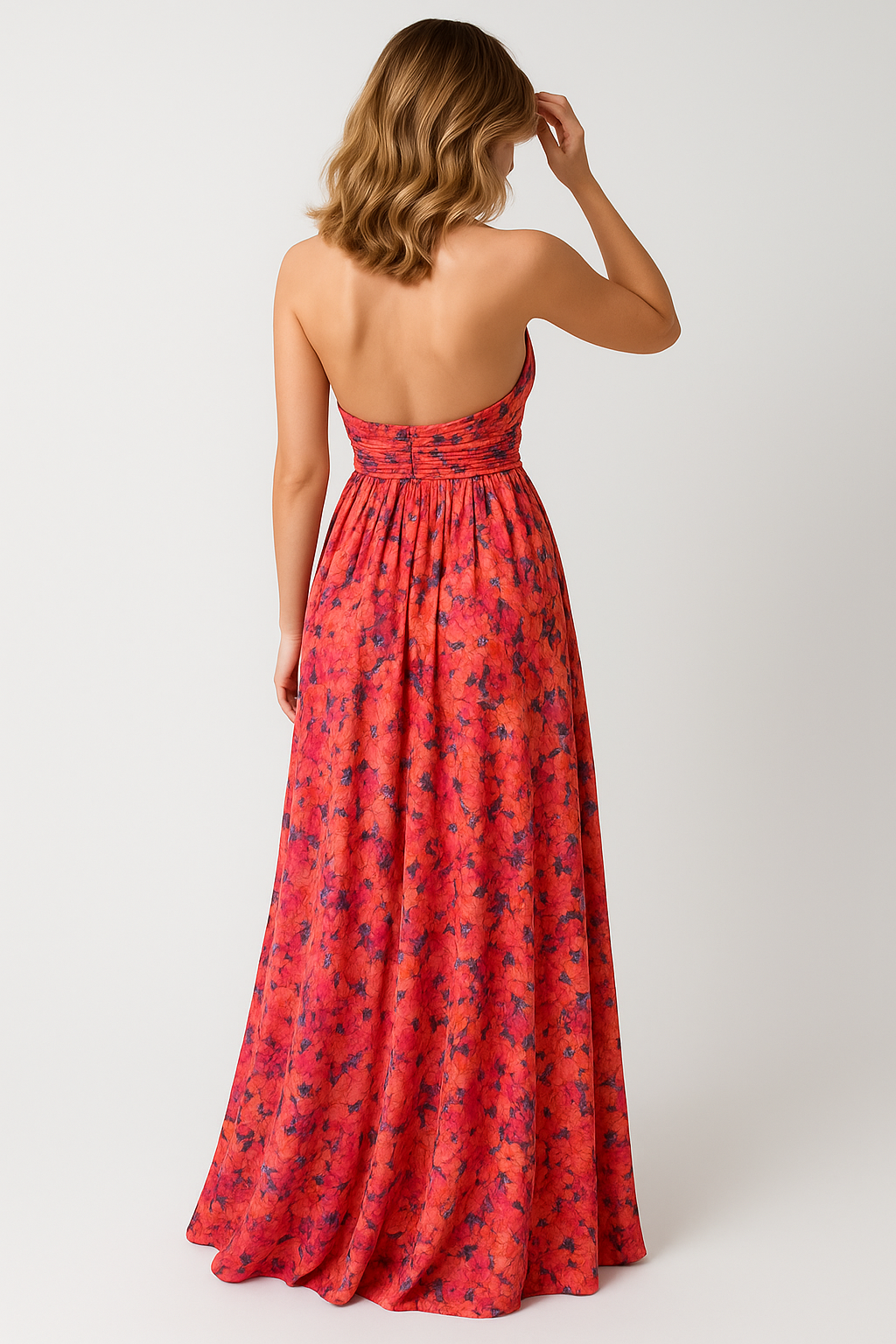 Cleah | Kvinders Blomster Maxi Kjole Med Åben Ryg - - Kjoler - {{ product_tags }