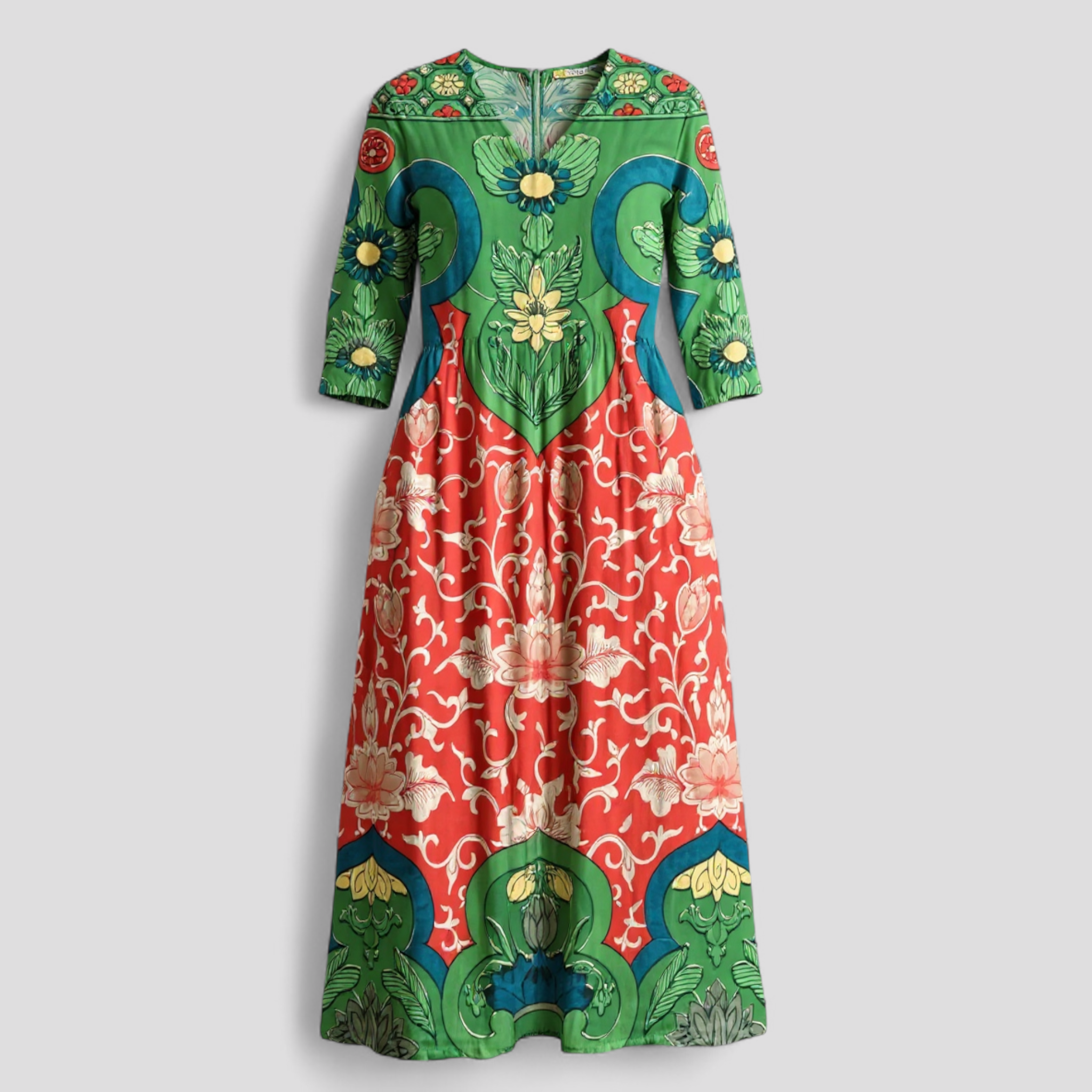 Meliore | Kvinders Blomster Maxi Kjole - Multifarvet - Kjoler - {{ product_tags }