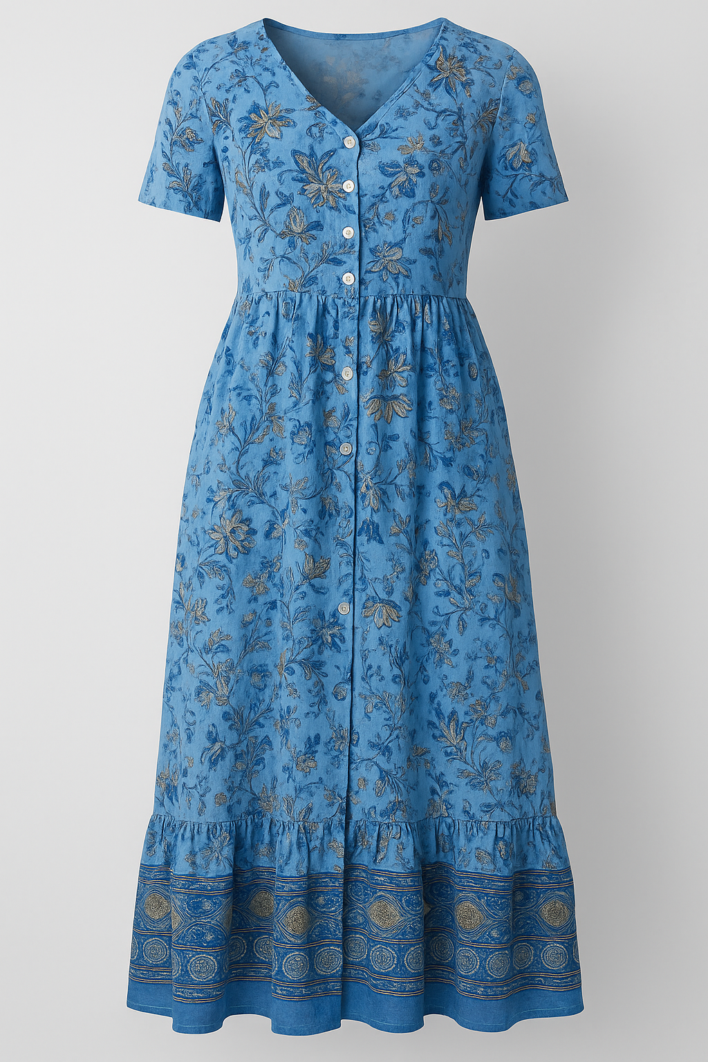 Rebecca | Kvinders Blomster Maxi Kjole til Sommer - Blå - Kjoler - {{ product_tags }