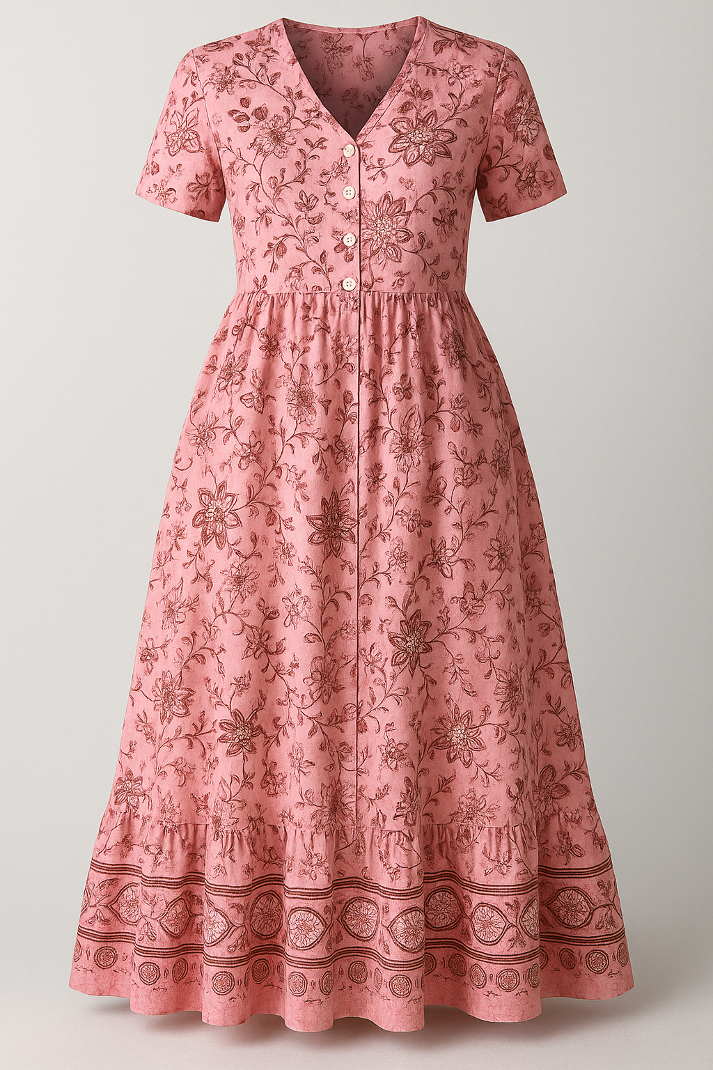 Rebecca | Kvinders Blomster Maxi Kjole til Sommer - Rosa - Kjoler - {{ product_tags }