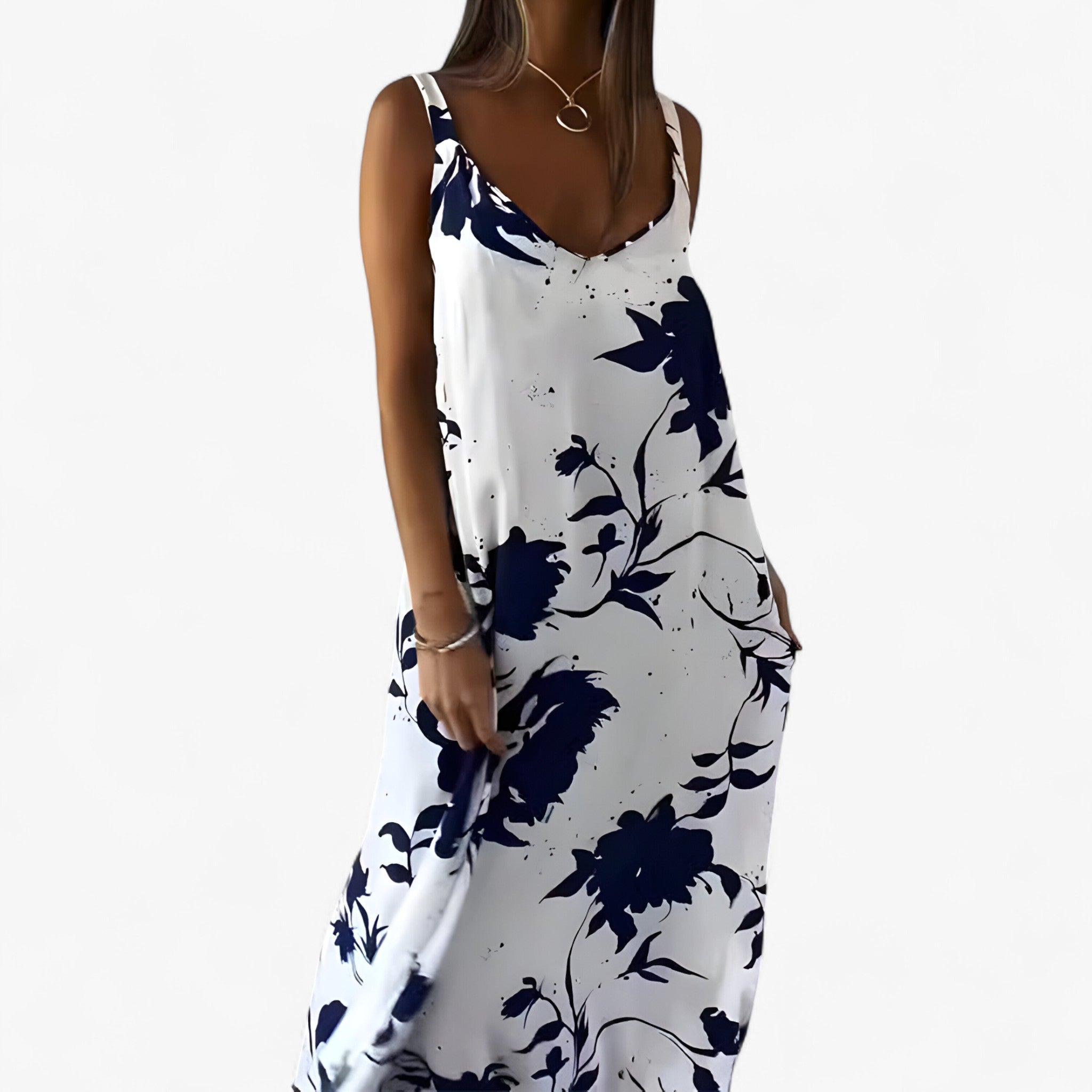 Daniela | Kvinders Bomuld Blomster Maxi Kjole - - Maxi Kjoler - {{ product_tags }