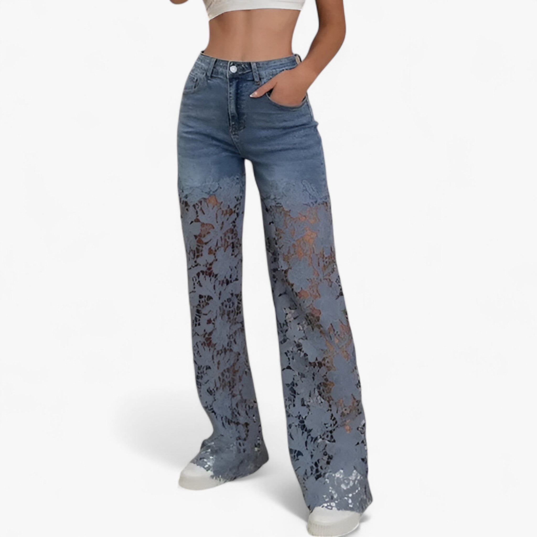 Laura | Kvinders Denim Jeans Med Blonde Patches - - Kvinders jeans - {{ product_tags }