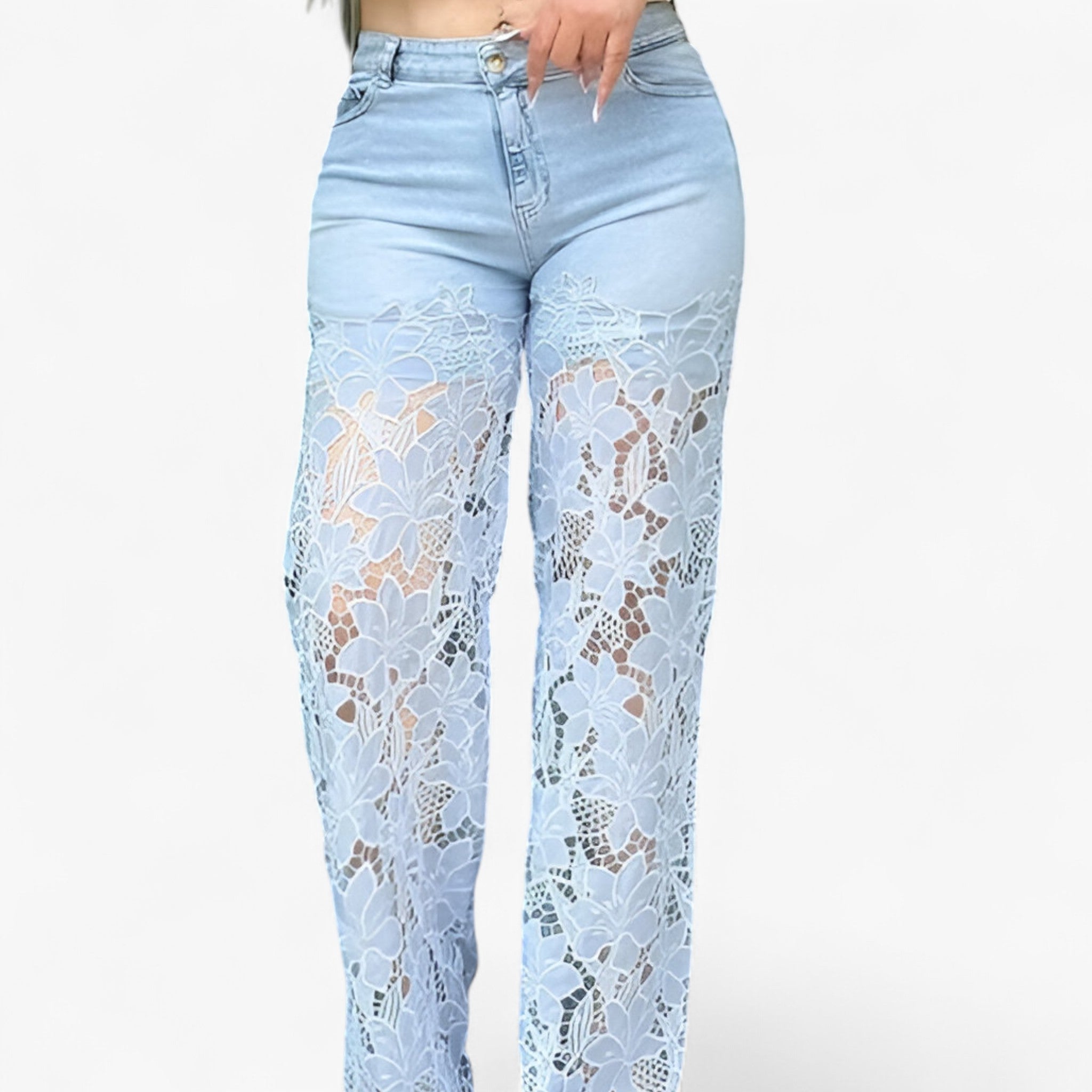 Laura | Kvinders Denim Jeans Med Blonde Patches - - Kvinders jeans - {{ product_tags }