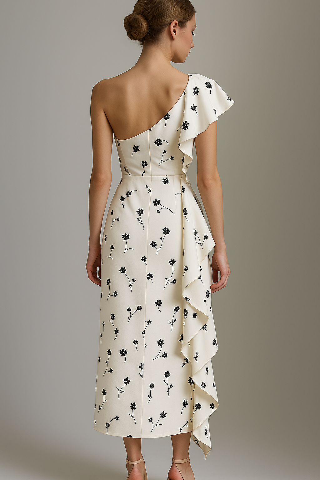 Sole | Kvinders Elegant Asymmetrisk Kjole med Flæser - - Kvinders Kjoler - {{ product_tags }