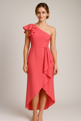 Sole | Women's Elegant Asymmetric Dress with Ruffles