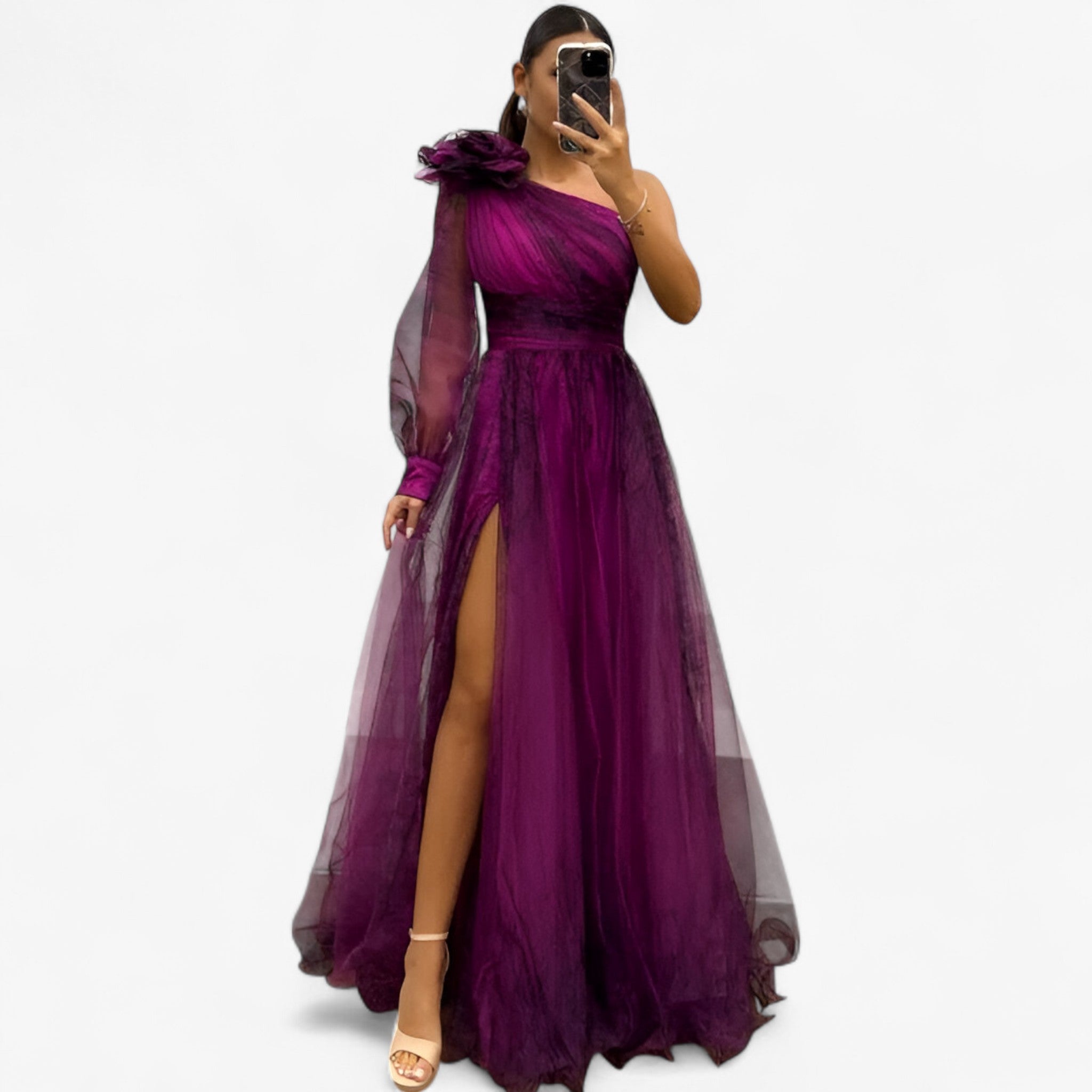 Alma | Kvinders Elegant Asymmetrisk Maxi Kjole - - Kvinders Kjoler - {{ product_tags }