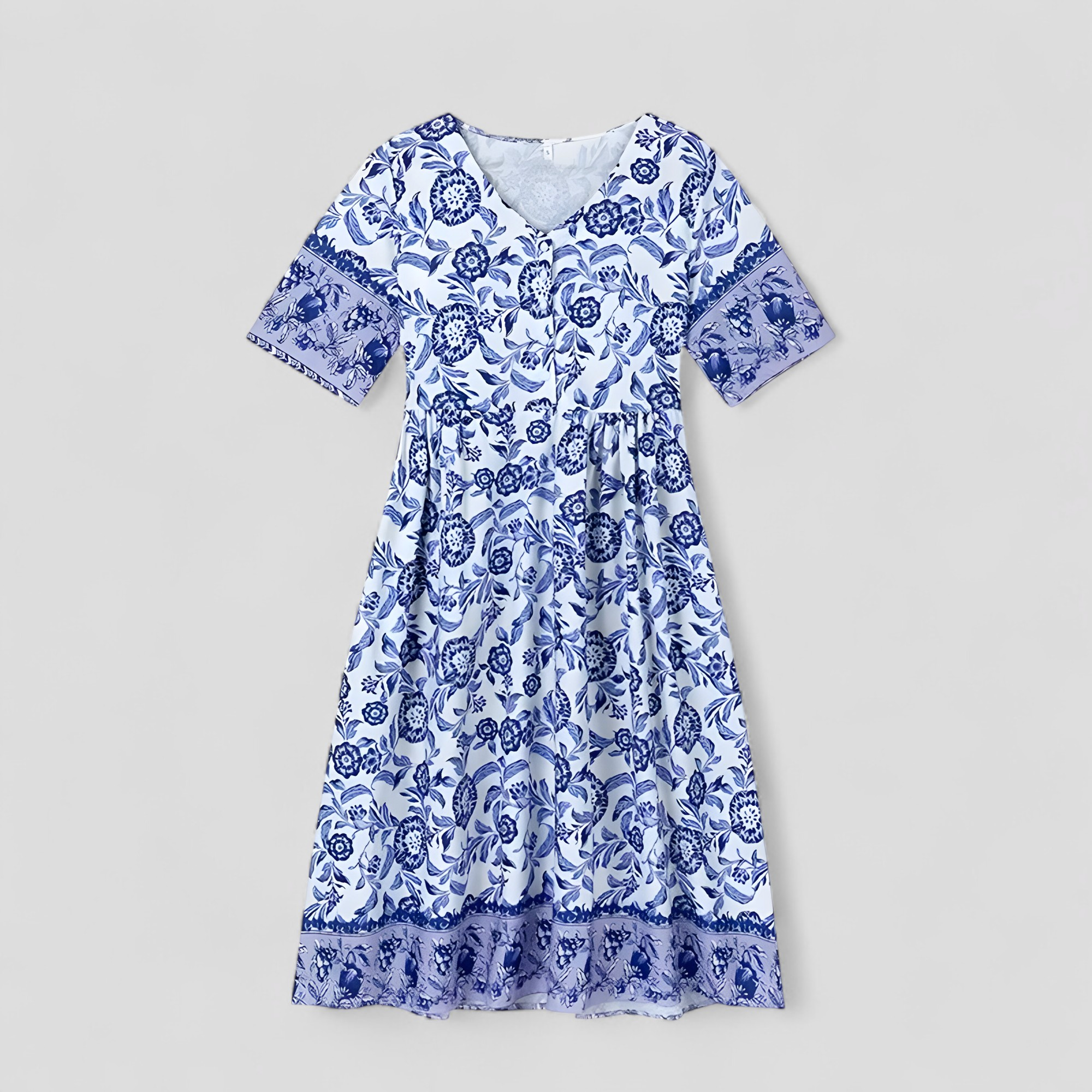 Micola | Kvinders Elegant Blomstret Sommerkjole - Blå - Casual kjoler - {{ product_tags }