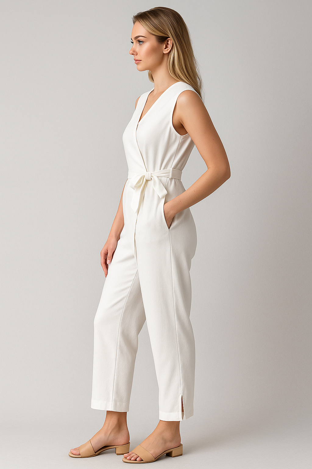 Leona | Kvinders Elegant Buksedragt Uden Ærmer - - Jumpsuits - {{ product_tags }