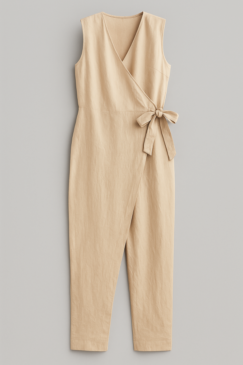 Leona | Kvinders Elegant Buksedragt Uden Ærmer - Beige - Jumpsuits - {{ product_tags }
