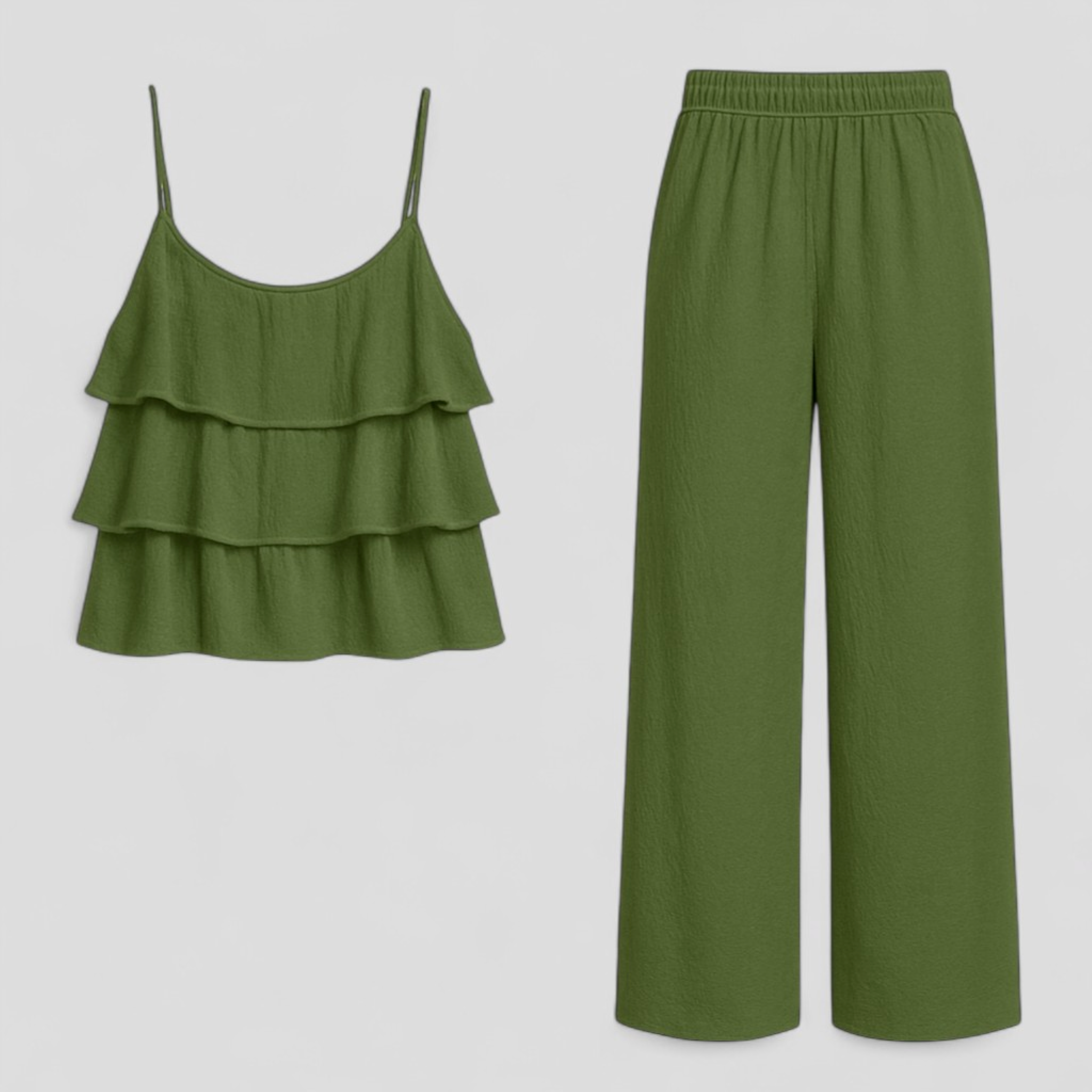 Caterina | Kvinders Elegant Koordineret Sæt - Militærgrøn - Jakkesæt & Blazere - {{ product_tags }