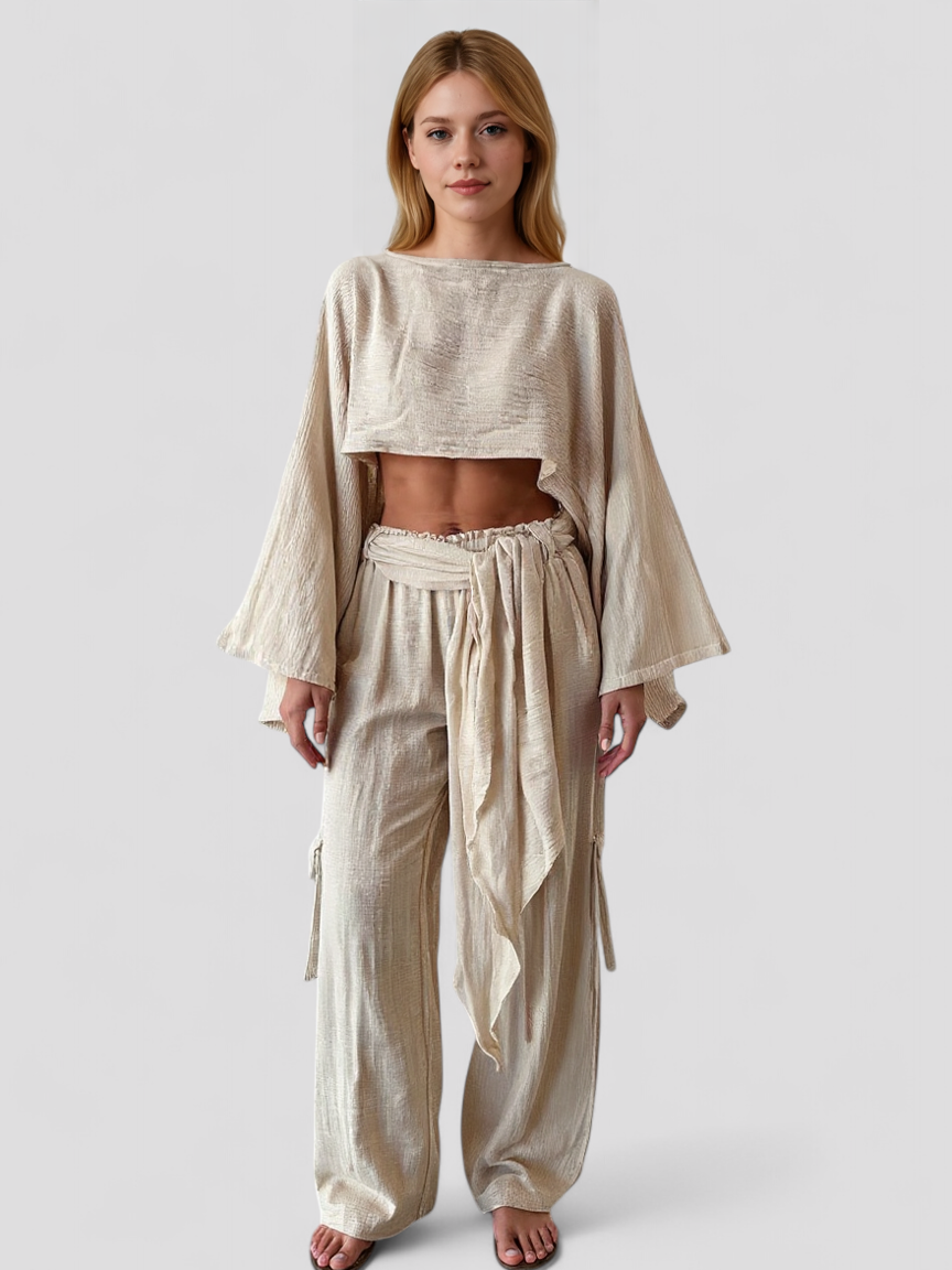 Paminina | Kvinders Elegant Linned Sæt til Sommeren - - Outfits & Sæt - {{ product_tags }