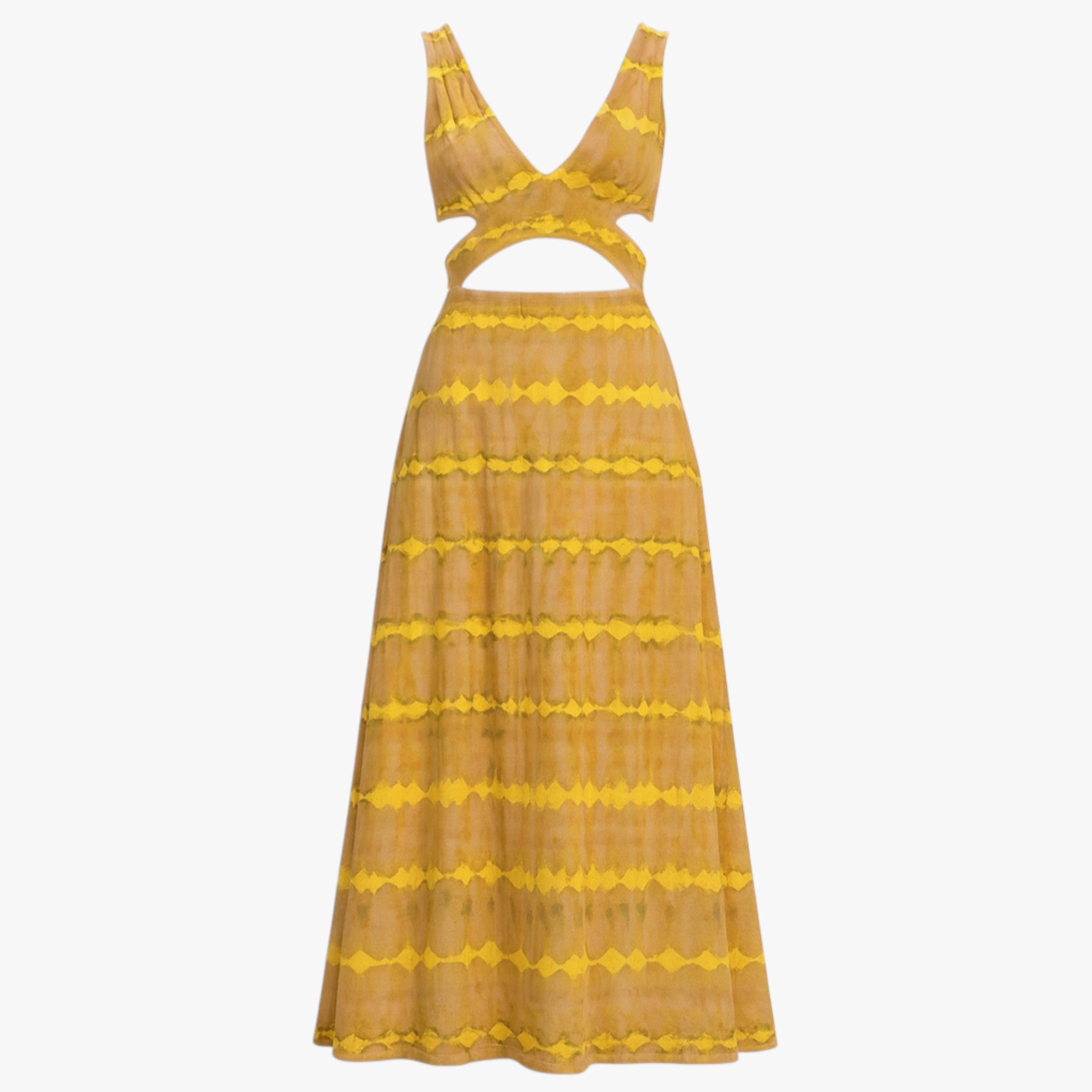 Kareen | Kvinders Elegant Maxi Kjole med Cut-Out Detaljer - Gul - Maxi Kjoler - {{ product_tags }