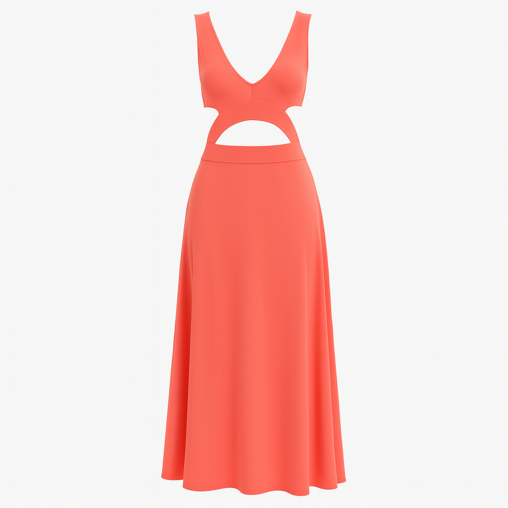 Kareen | Kvinders Elegant Maxi Kjole med Cut-Out Detaljer - Rød - Maxi Kjoler - {{ product_tags }