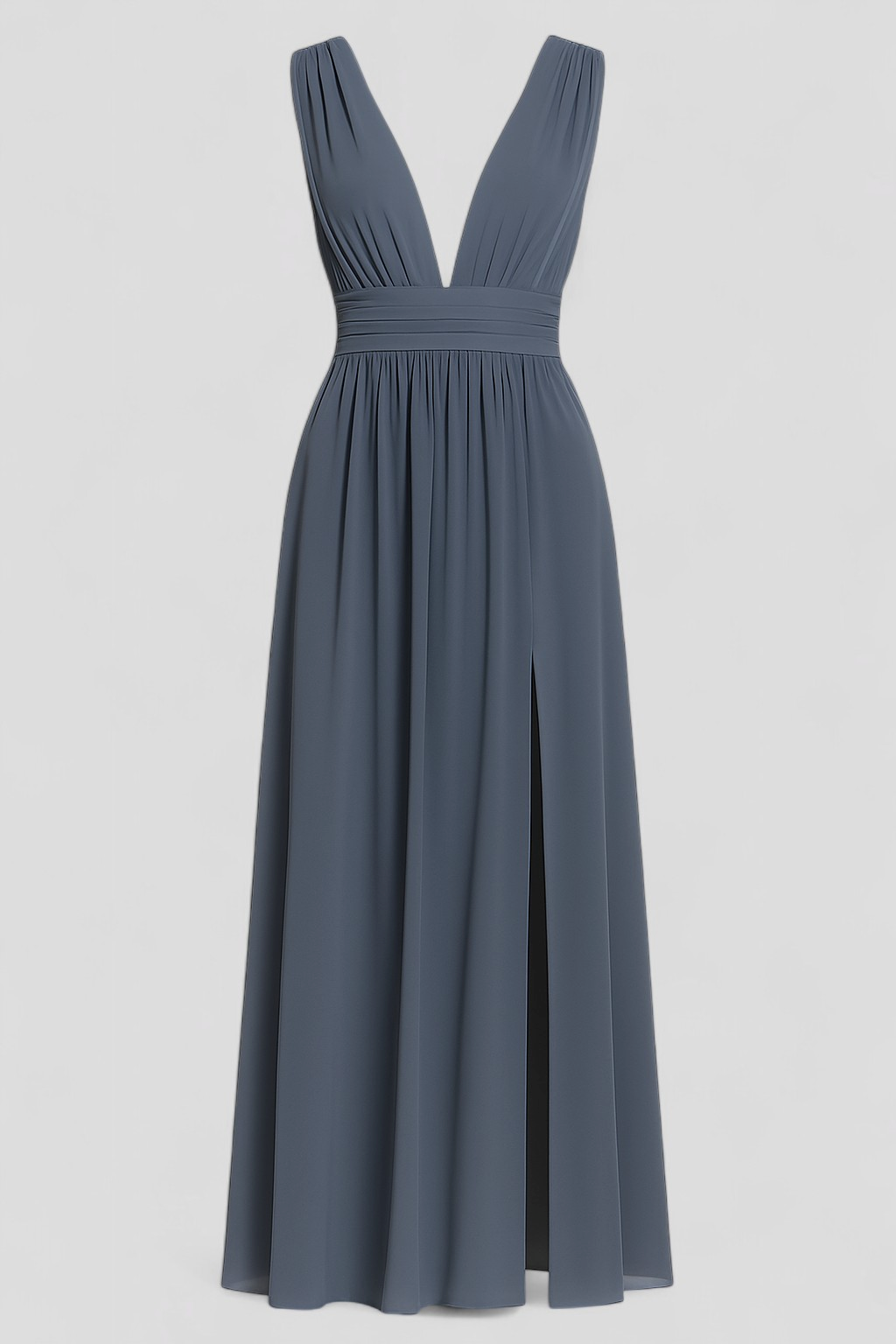 Adelina | Kvinders Elegant Maxi Kjole med Lange Ærmer - Støvet blå - Maxi Kjoler - {{ product_tags }