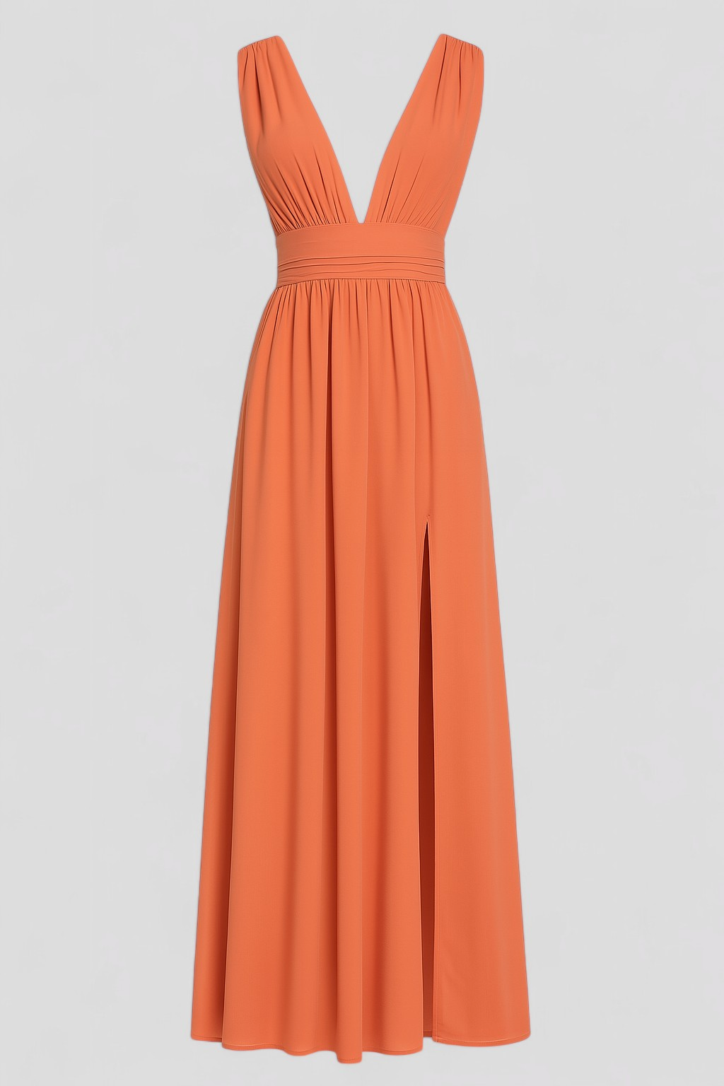 Adelina | Kvinders Elegant Maxi Kjole med Lange Ærmer - Brændt orange - Maxi Kjoler - {{ product_tags }