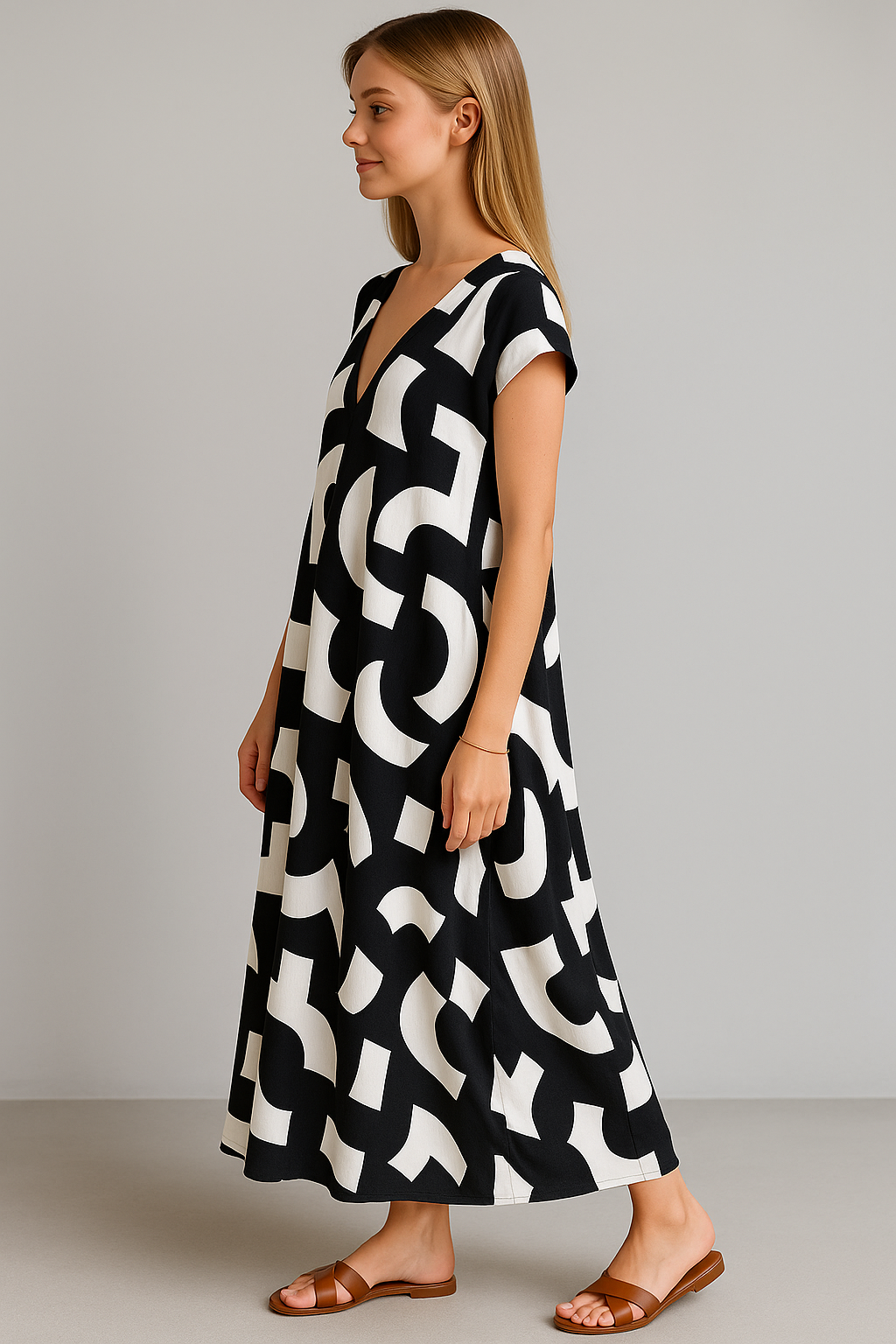 Vicki | V-Hals Kvinders Elegant Maxikjole - - Maxi Kjoler - {{ product_tags }