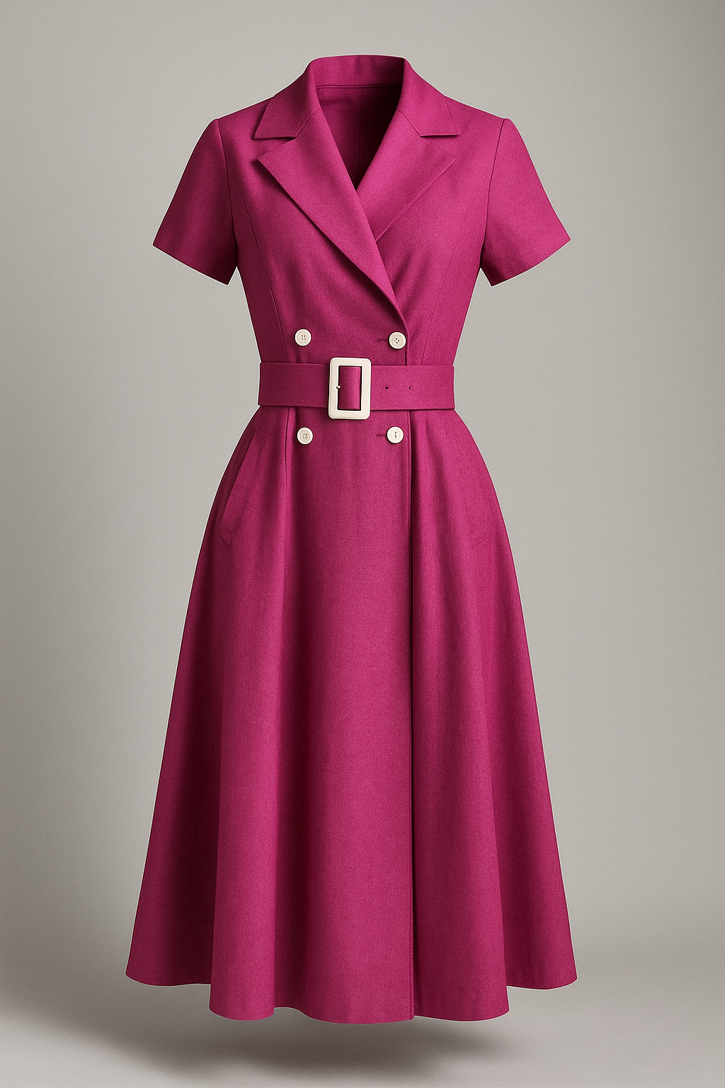Kiera | Kvinders Elegant Midi Kjole - Fuchsia - Midi Kjoler - {{ product_tags }