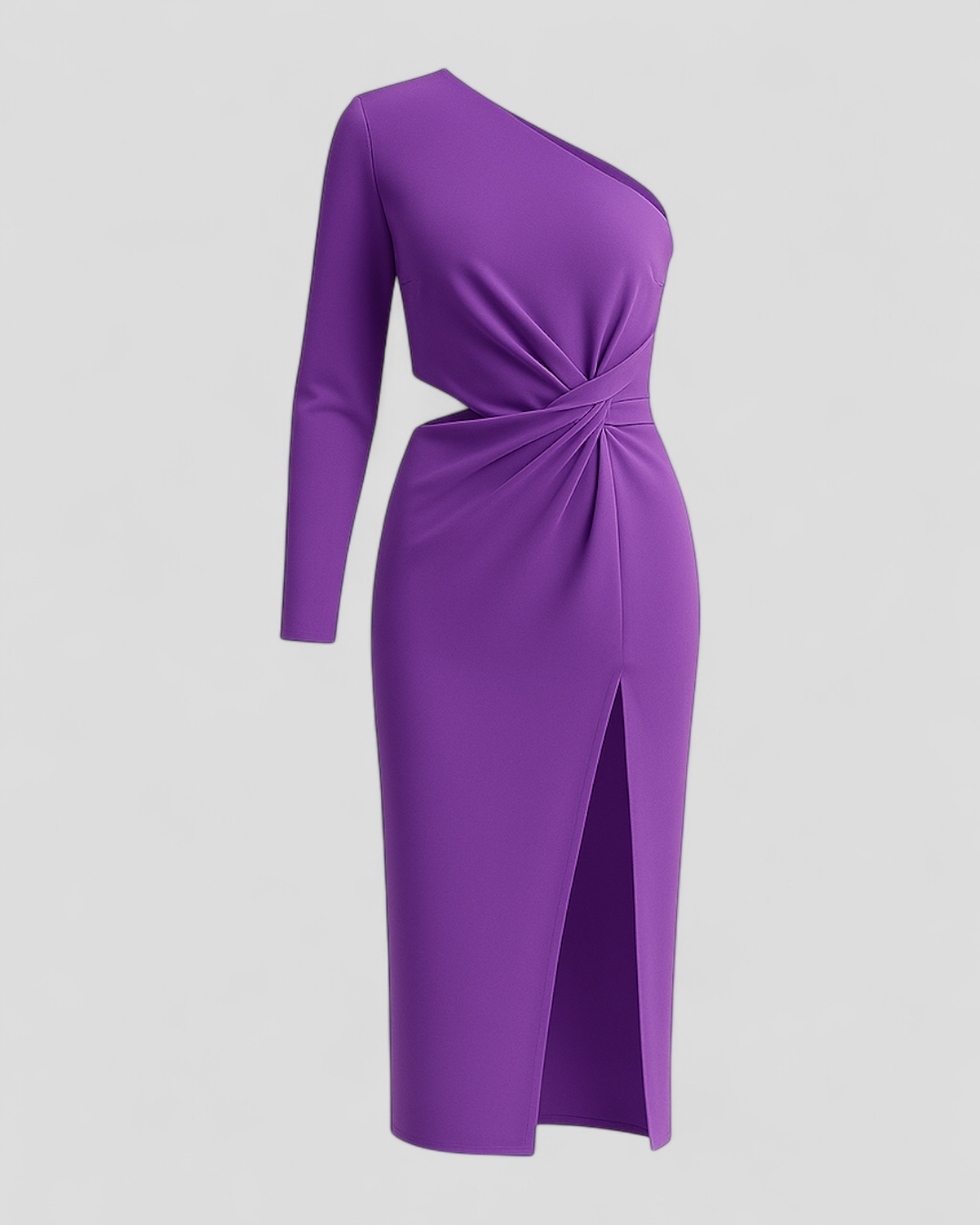 Amory | Kvinders Elegant Midi Kjole med En Skulder - Lilla - Kjoler - {{ product_tags }