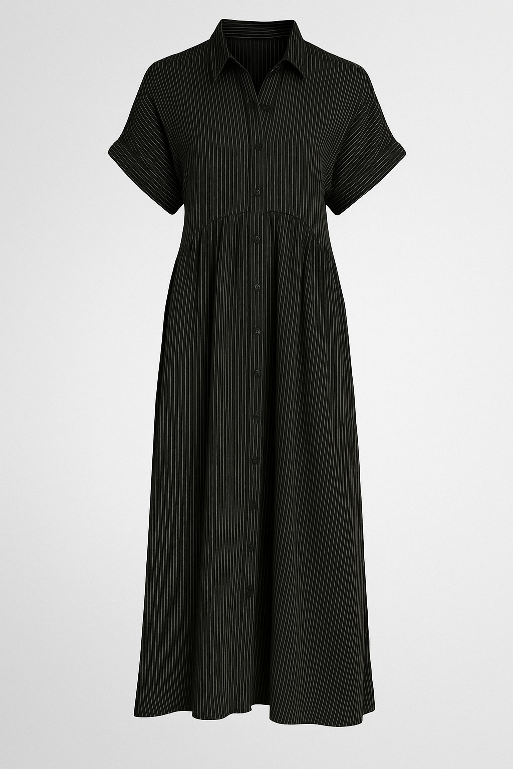 Corrine | Kvinders Elegant Midi Kjole med Lommer - Sort - Kvinders Kjoler - {{ product_tags }