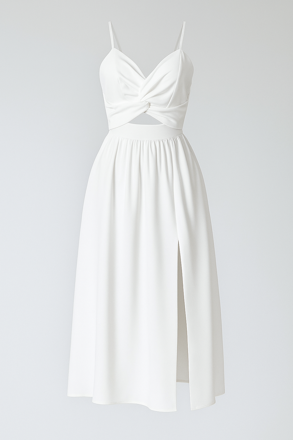 Jessie | Kvinders Elegant Midi Kjole med Spaghetti Stropper - Hvid - Kvinders Kjoler - {{ product_tags }