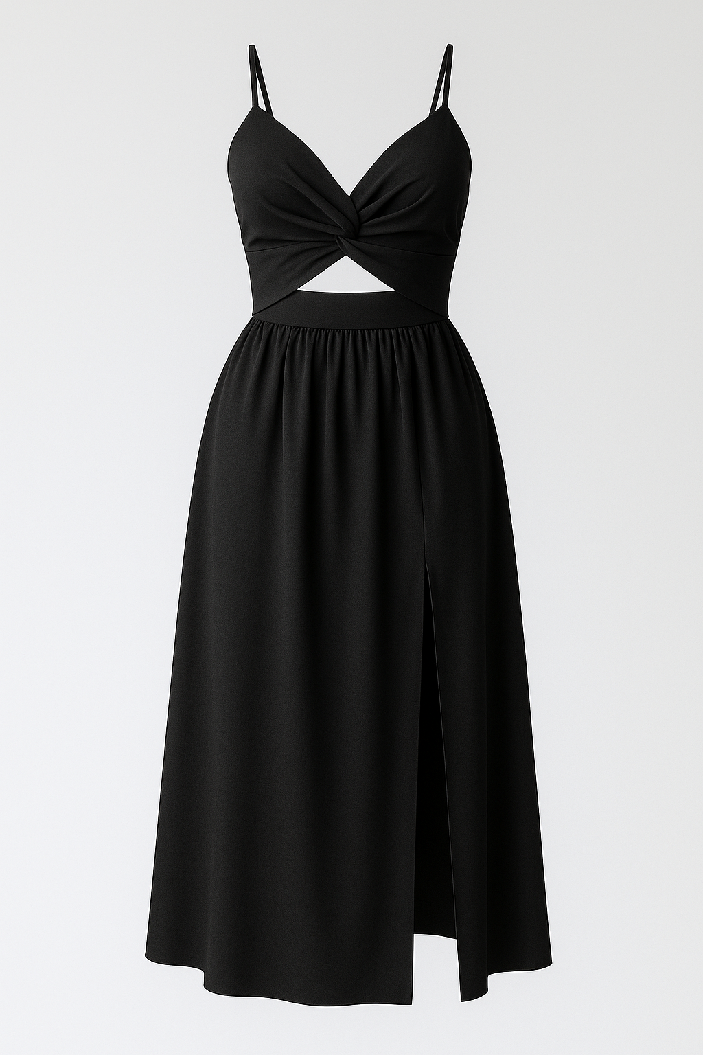 Jessie | Kvinders Elegant Midi Kjole med Spaghetti Stropper - Sort - Kvinders Kjoler - {{ product_tags }