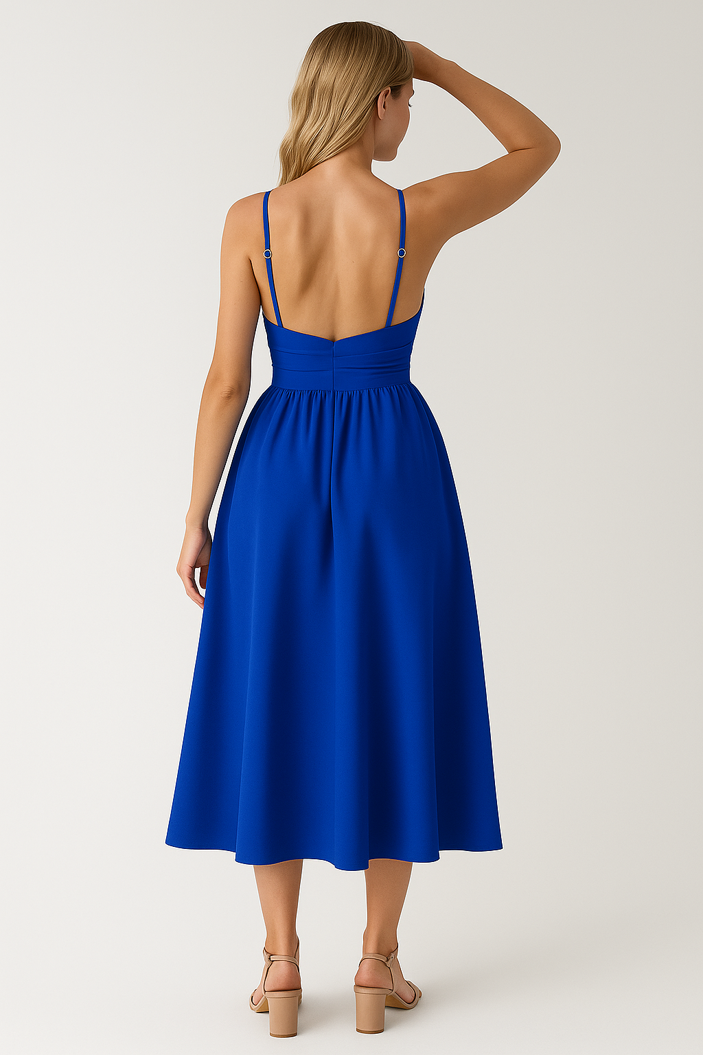 Jessie | Kvinders Elegant Midi Kjole med Spaghetti Stropper - - Kvinders Kjoler - {{ product_tags }