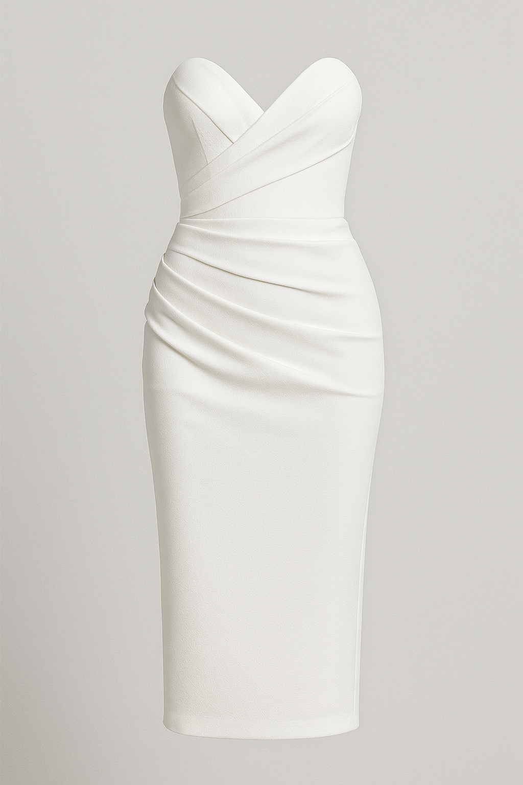 Emilia | Kvinders Elegant Midi Kjole - Hvid - Kvinders Kjoler - {{ product_tags }