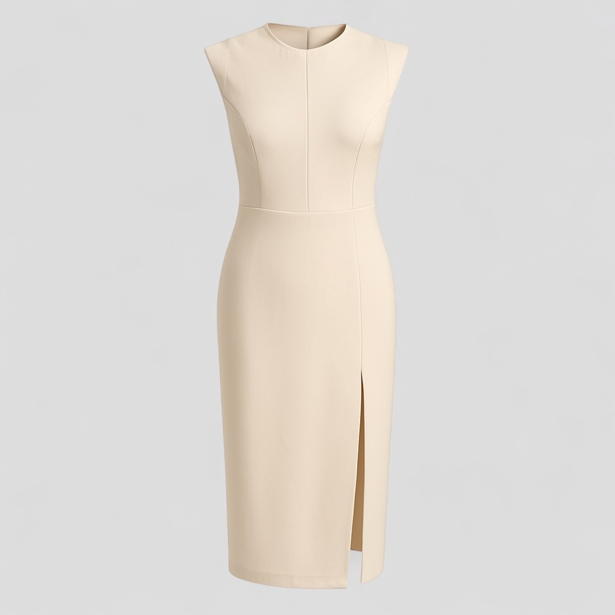 Ravinia | Kvinders Elegant Midi Kjole - Beige - Kvinders Kjoler - {{ product_tags }