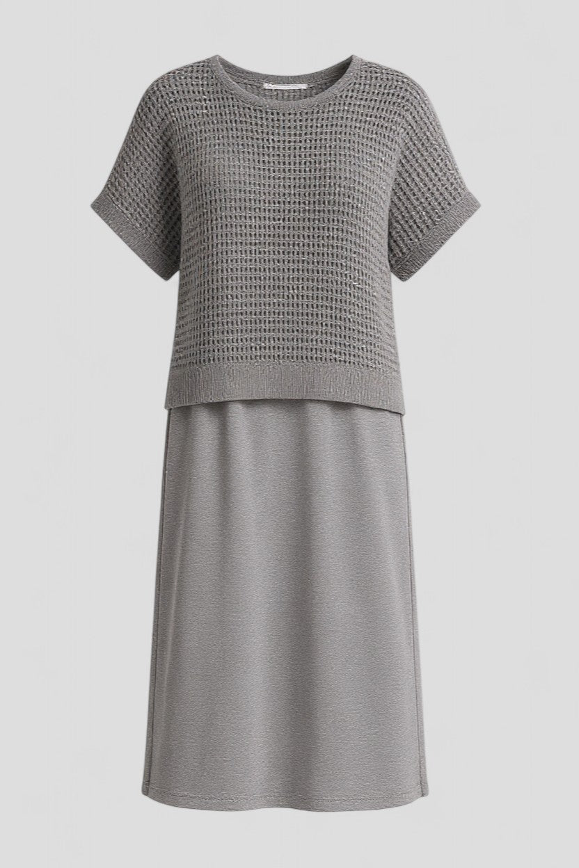 Airis | Kvinders Elegant Midi Sommerkjole - Grå - Kjoler - {{ product_tags }