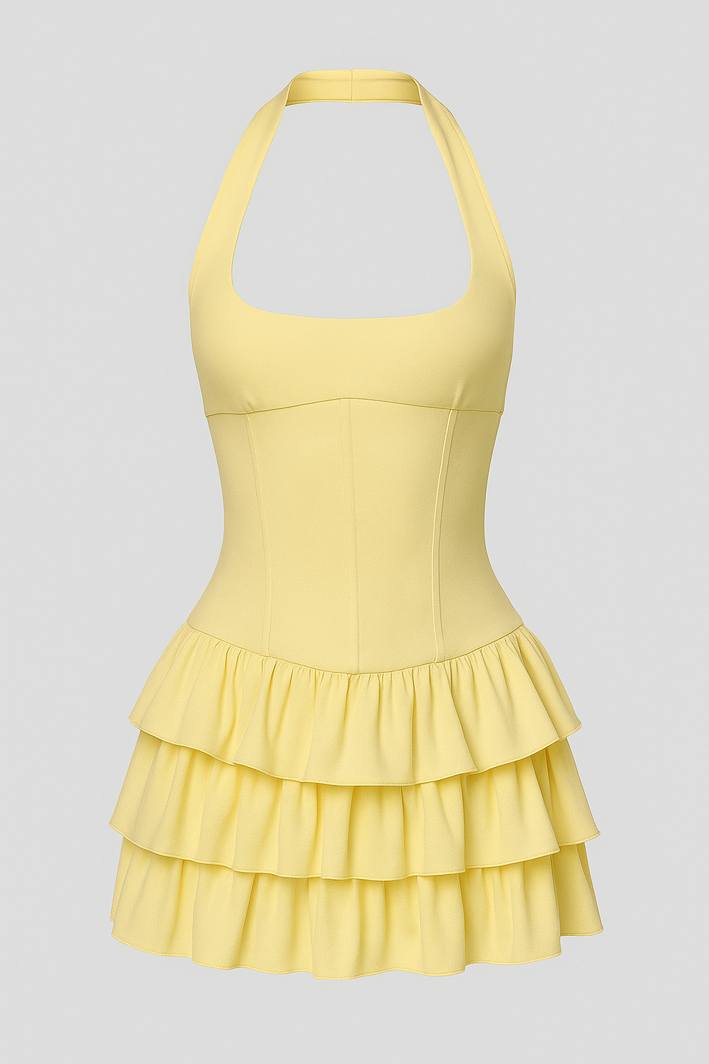Grace | Kvinders Elegant Mini Kjole til Enhver Anledning - pastelgul - Kvinders Kjoler - {{ product_tags }