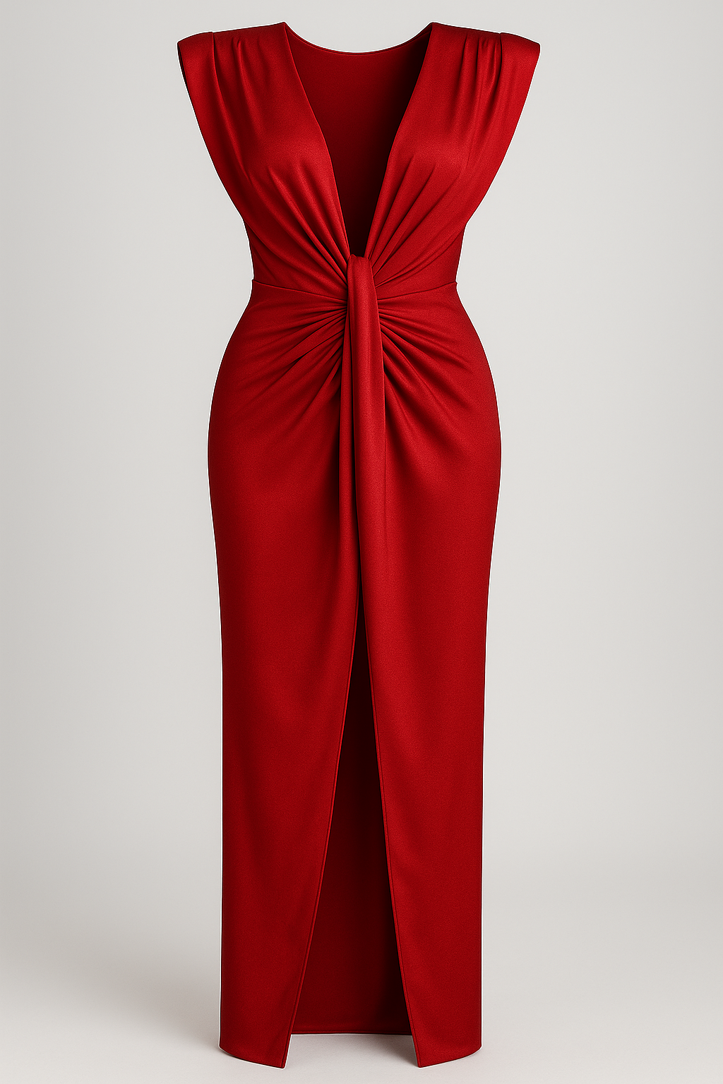 Martha | Kvinders Elegant Råsilkekjole Med Slids - Rød One size - Kjoler - {{ product_tags }
