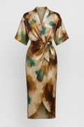 Geneva | Kvinders Elegant Satin Kjole med Abstrakt Print