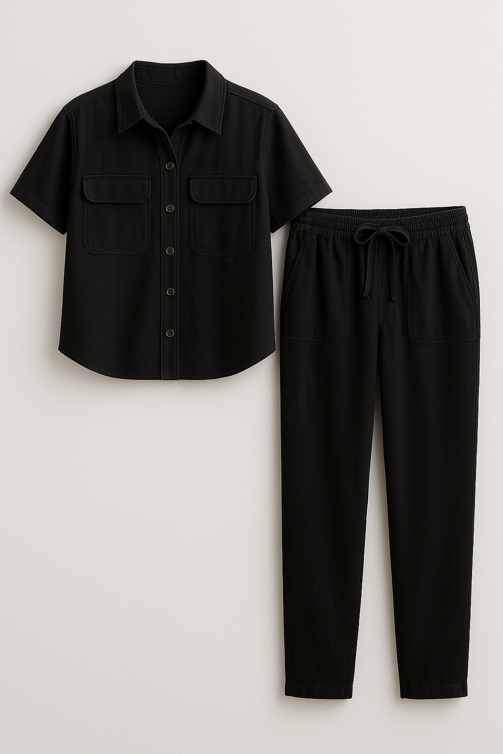 Cora | Kvinders Elegant To-Delt Sommer Sæt - Sort - Kvinders tøj - {{ product_tags }