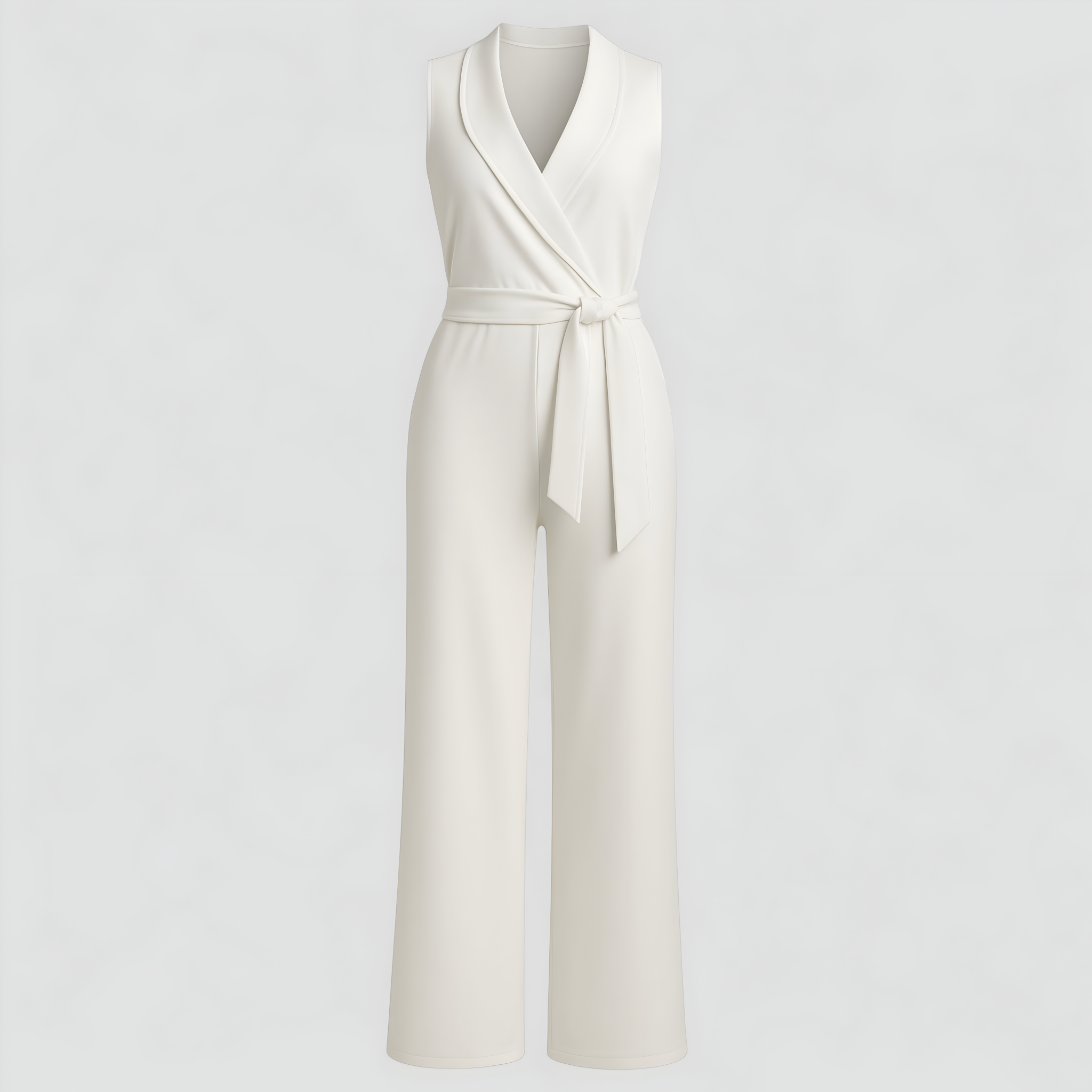 Aela | Kvinders Elegant V-Hals Jumpsuit Uden Ærmer - Hvid - Jumpsuits og Rompers - {{ product_tags }