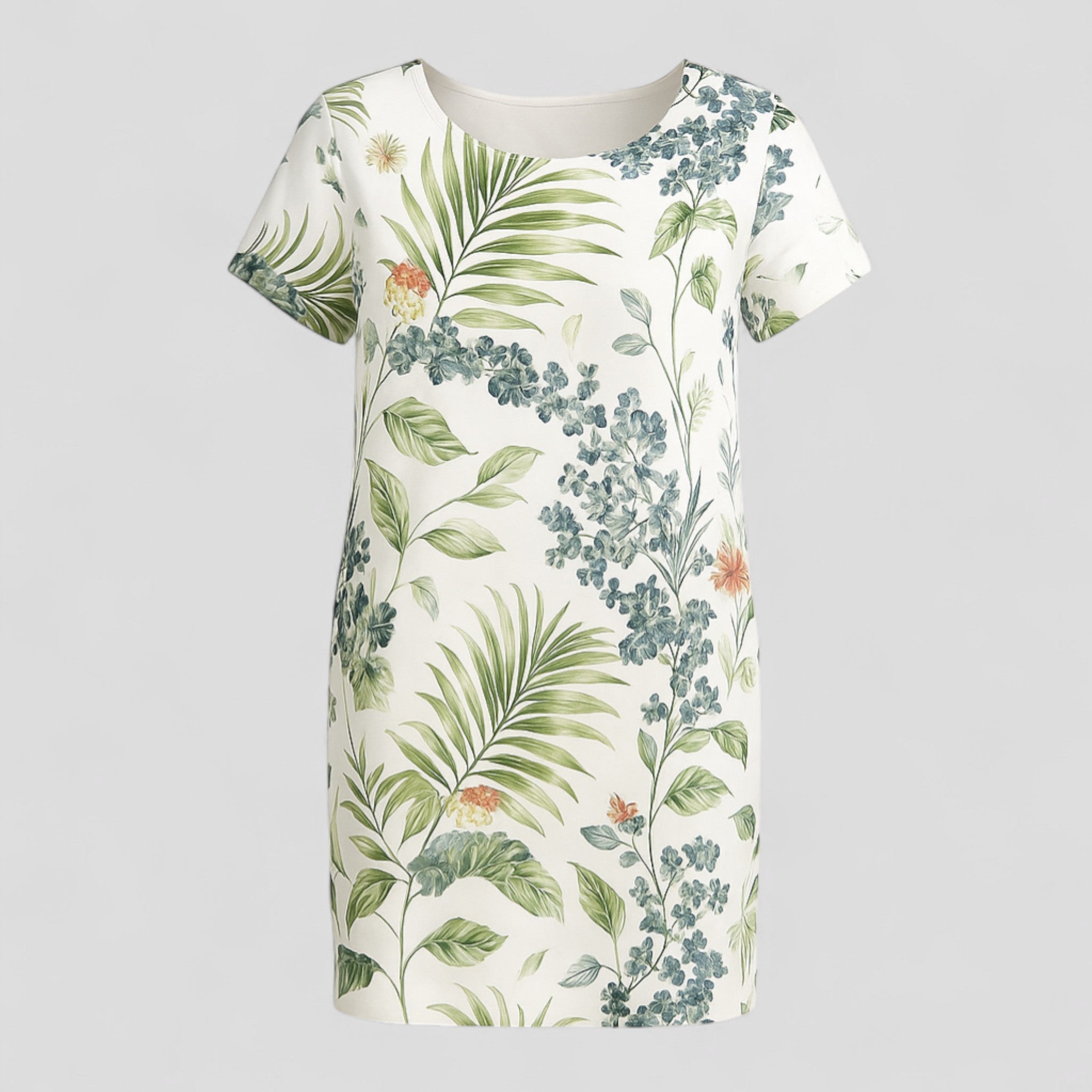 Carmine | Kvinders Komfortable Casual Kjole med Print - Hvid 2 - Kjoler - {{ product_tags }