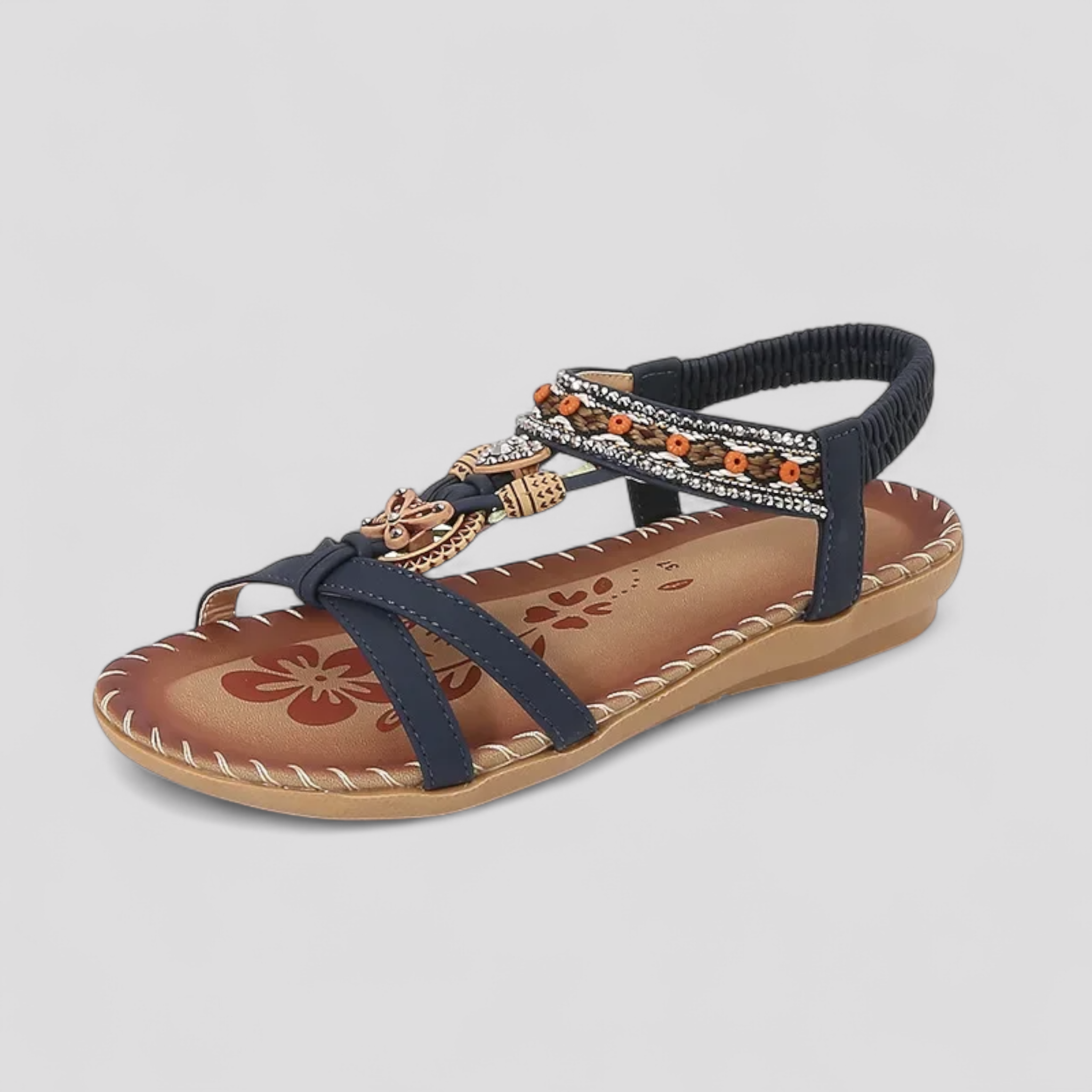 Reanata | Kvinders Komfortable Elegante Sandaler - Mørkeblå-Brun - Kvinders sandaler - {{ product_tags }
