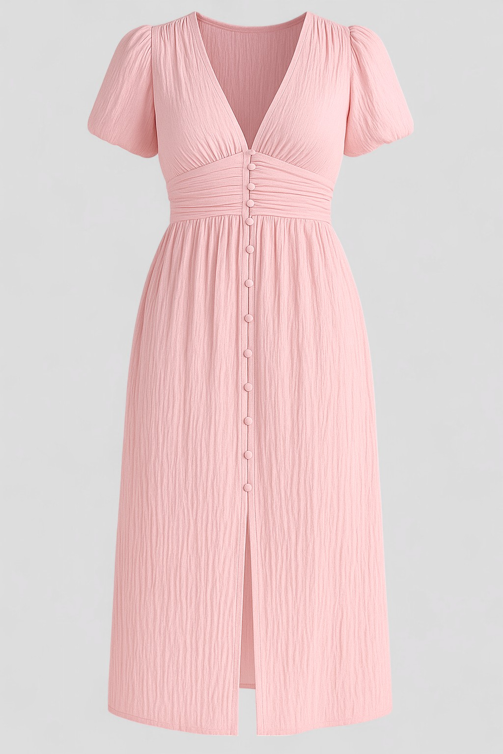 Giselle | Kvinders Lang Maxi Kjole med Puffærmer - Rosa - Maxi Kjoler - {{ product_tags }