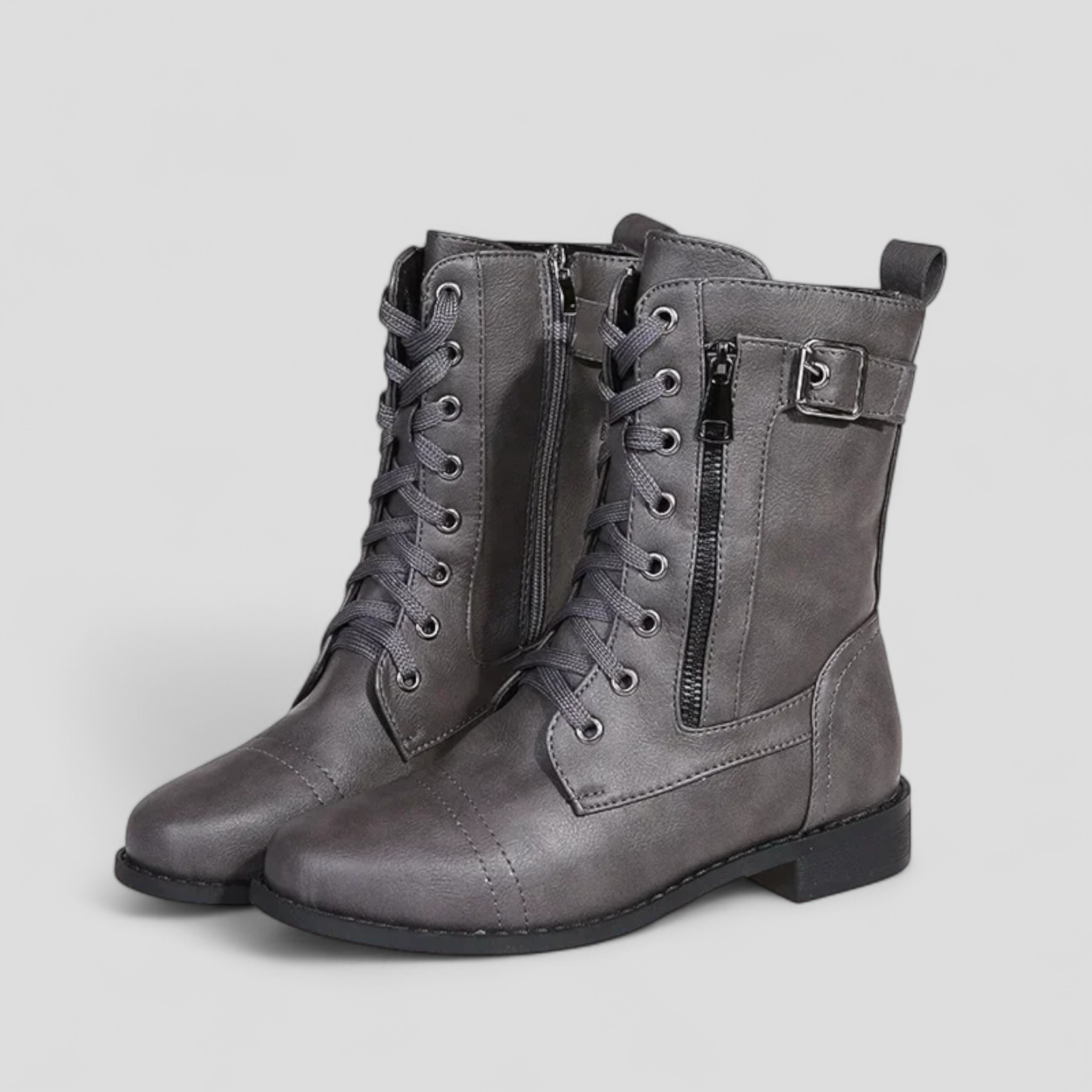 Fabiola | Kvinders Vintage Støvler med Lynlås - Grå - Mode støvler - {{ product_tags }