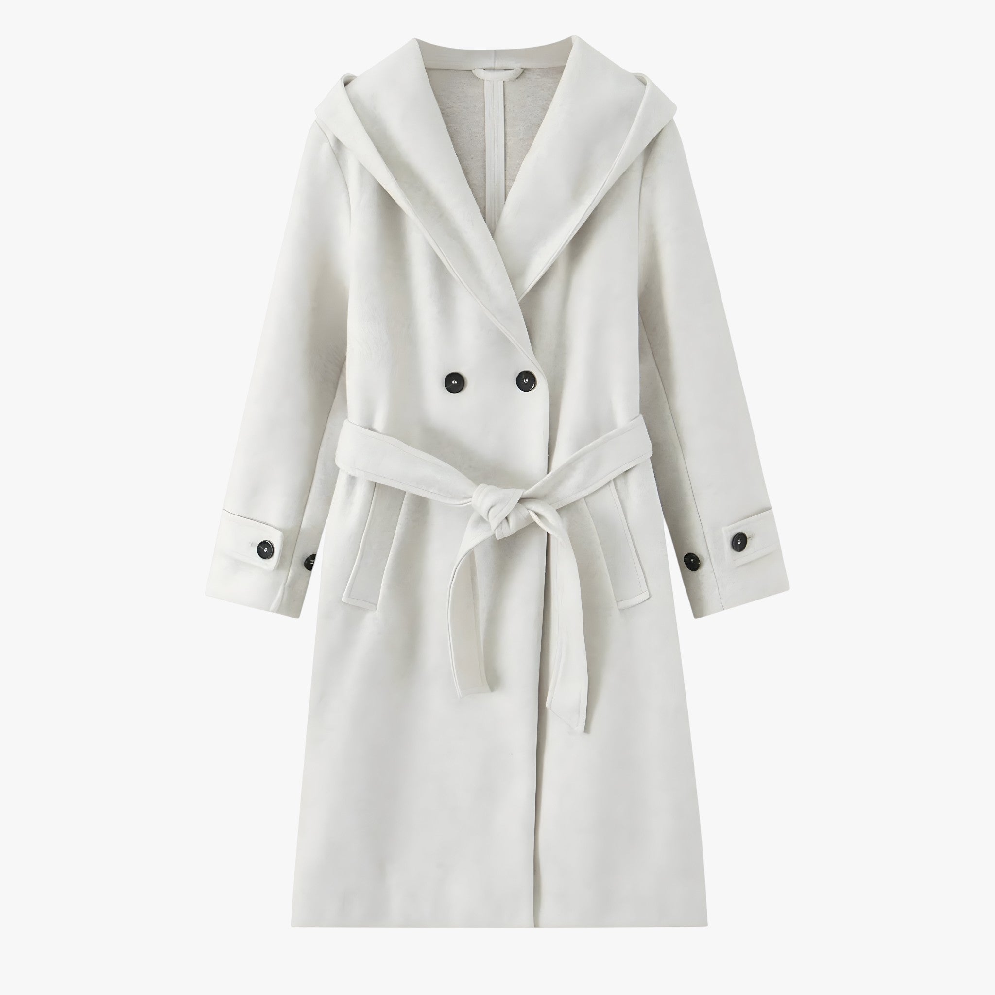 Gina | Lang Vinterjakke Dame med Hætte og Bælte - Beige - Kvinders frakker og jakker - {{ product_tags }