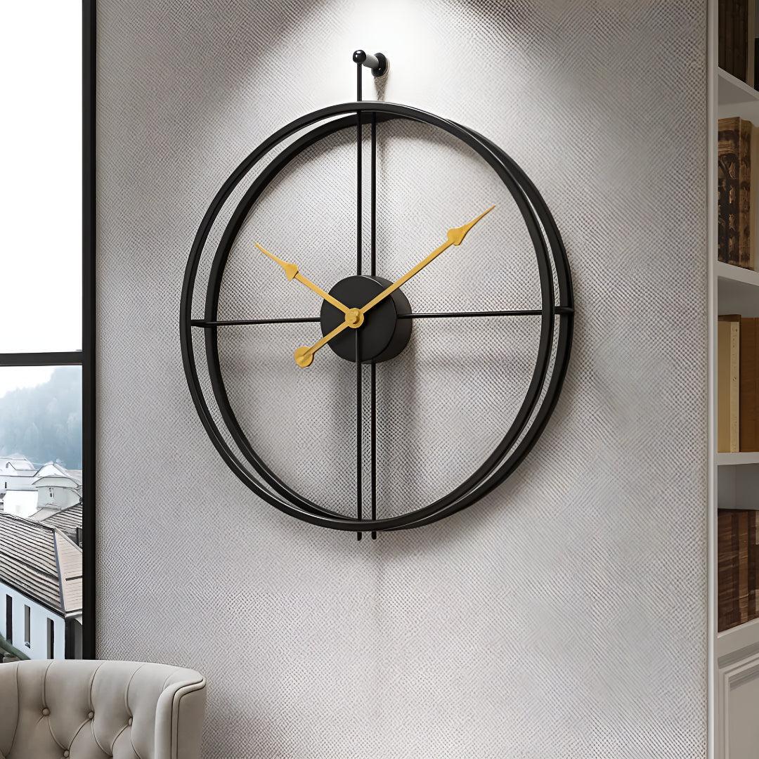 Stort Lydløst Vægur - Moderne Minimalistisk Design - Sort med guld - Home Decor - {{ product_tags }